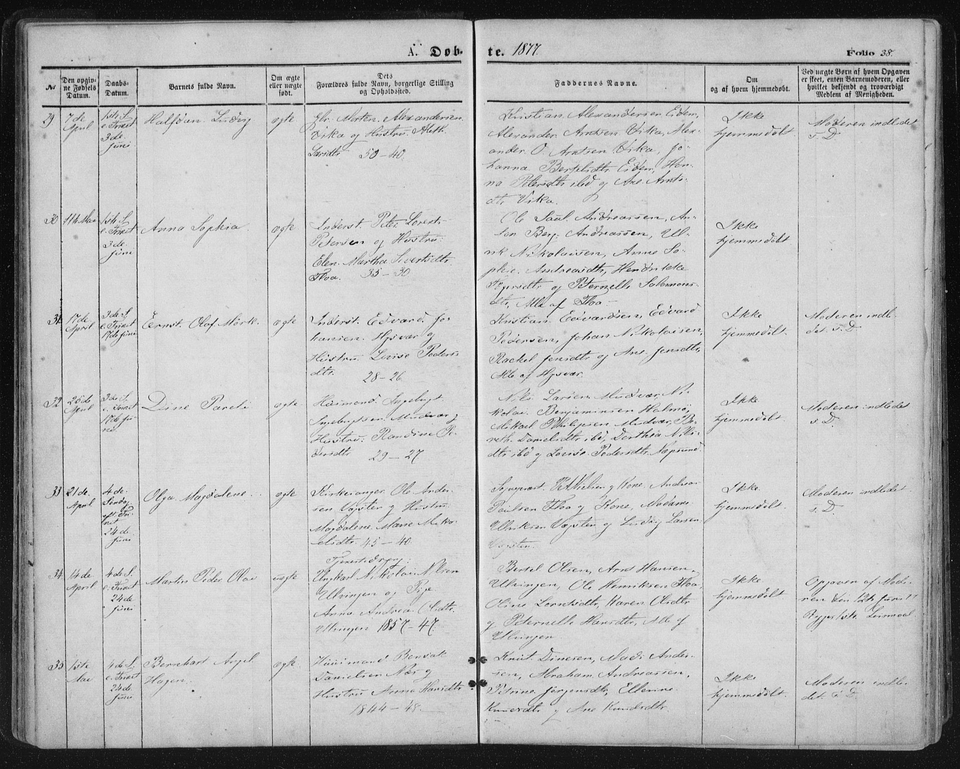 Ministerialprotokoller, klokkerbøker og fødselsregistre - Nordland, AV/SAT-A-1459/816/L0241: Parish register (official) no. 816A07, 1870-1885, p. 38