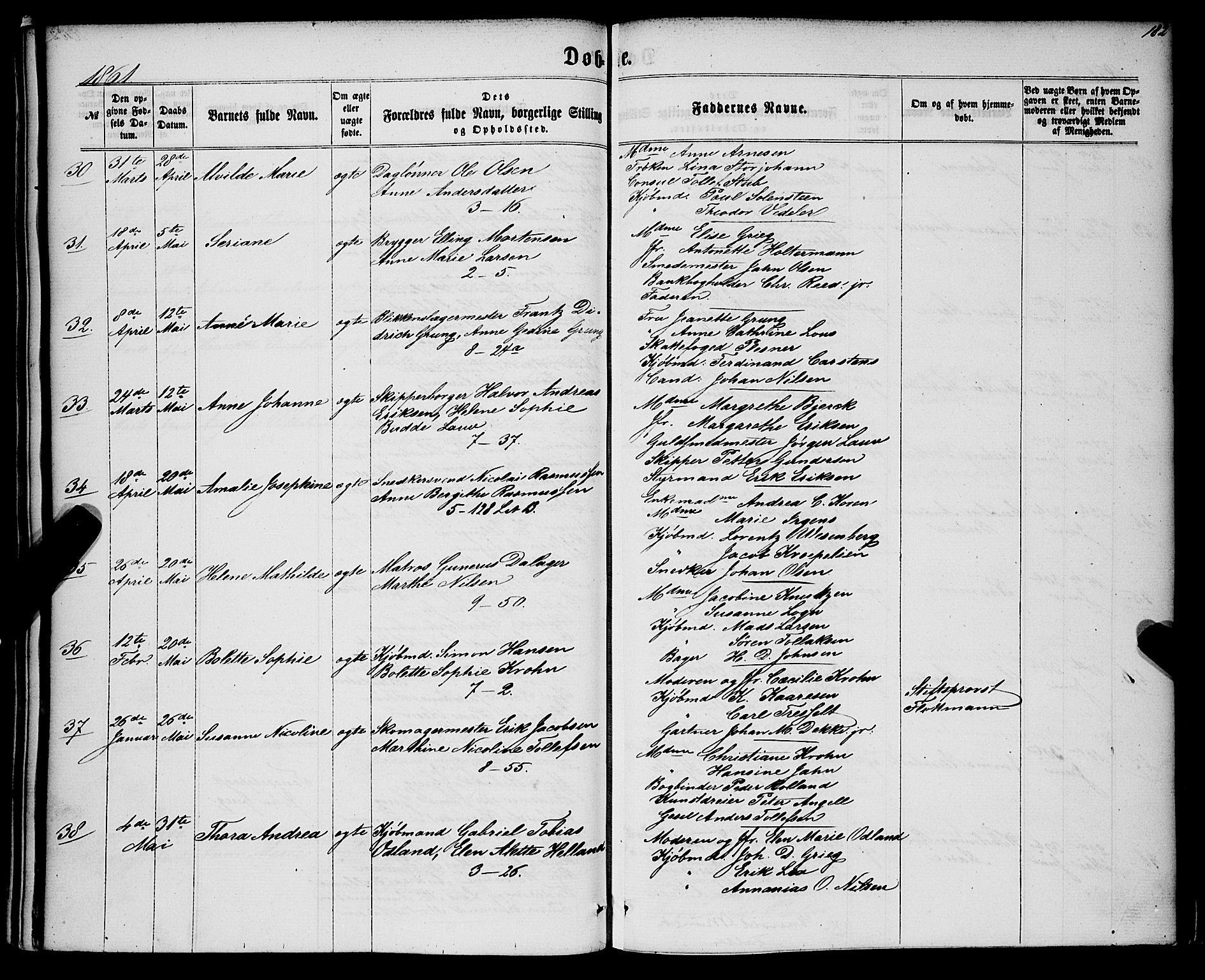 Nykirken Sokneprestembete, AV/SAB-A-77101/H/Haa/L0015: Parish register (official) no. B 2, 1858-1869, p. 182