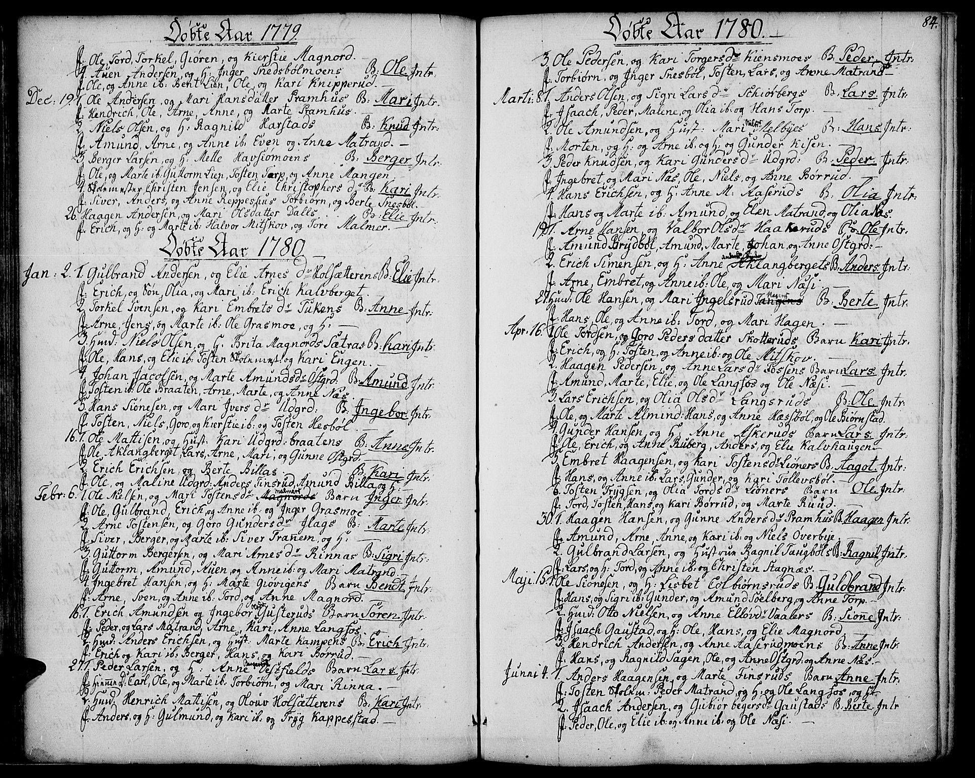 Vinger prestekontor, AV/SAH-PREST-024/H/Ha/Haa/L0004: Parish register (official) no. 4, 1766-1813, p. 83-84