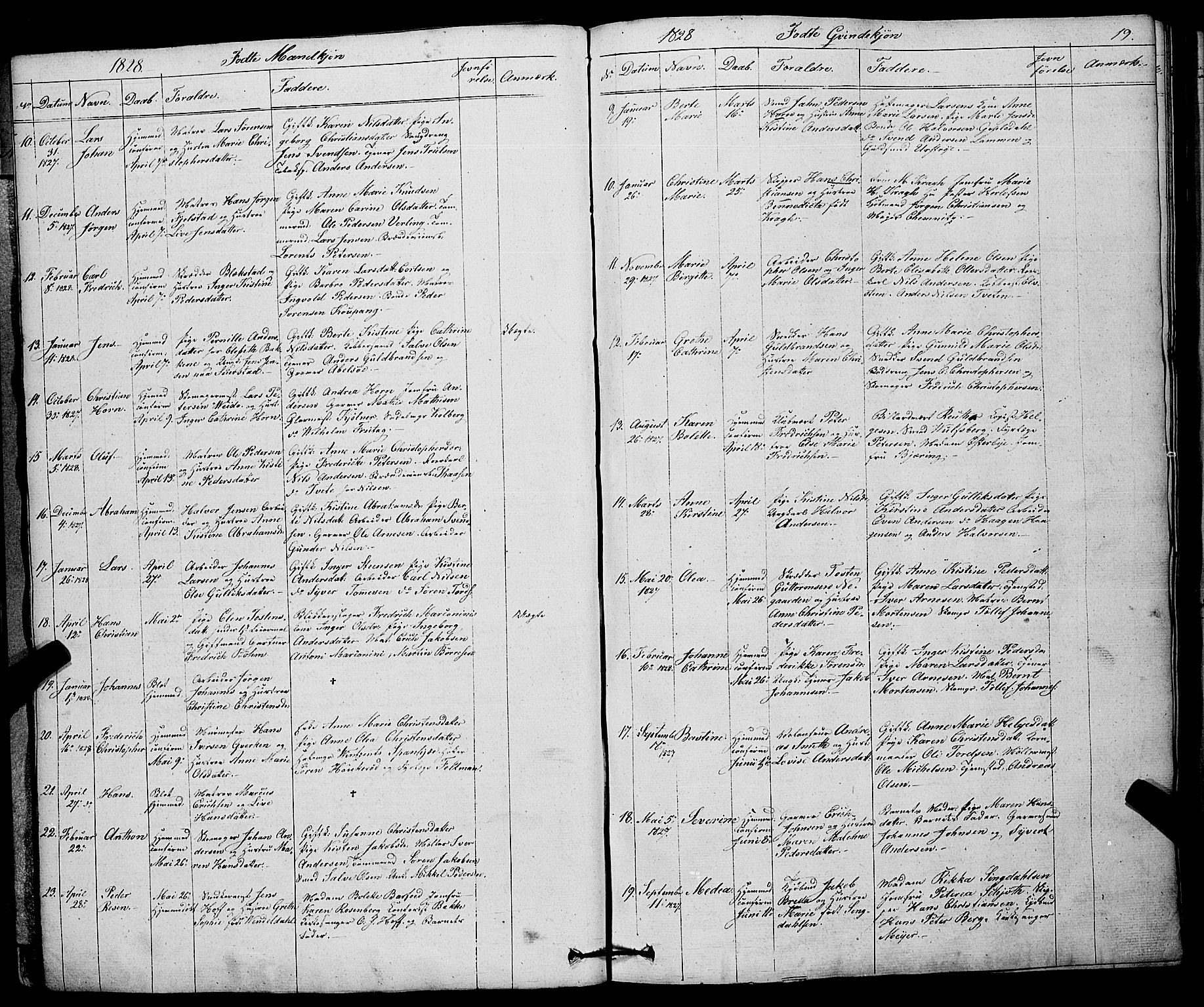 Larvik kirkebøker, SAKO/A-352/F/Fa/L0002: Parish register (official) no. I 2, 1825-1847, p. 19