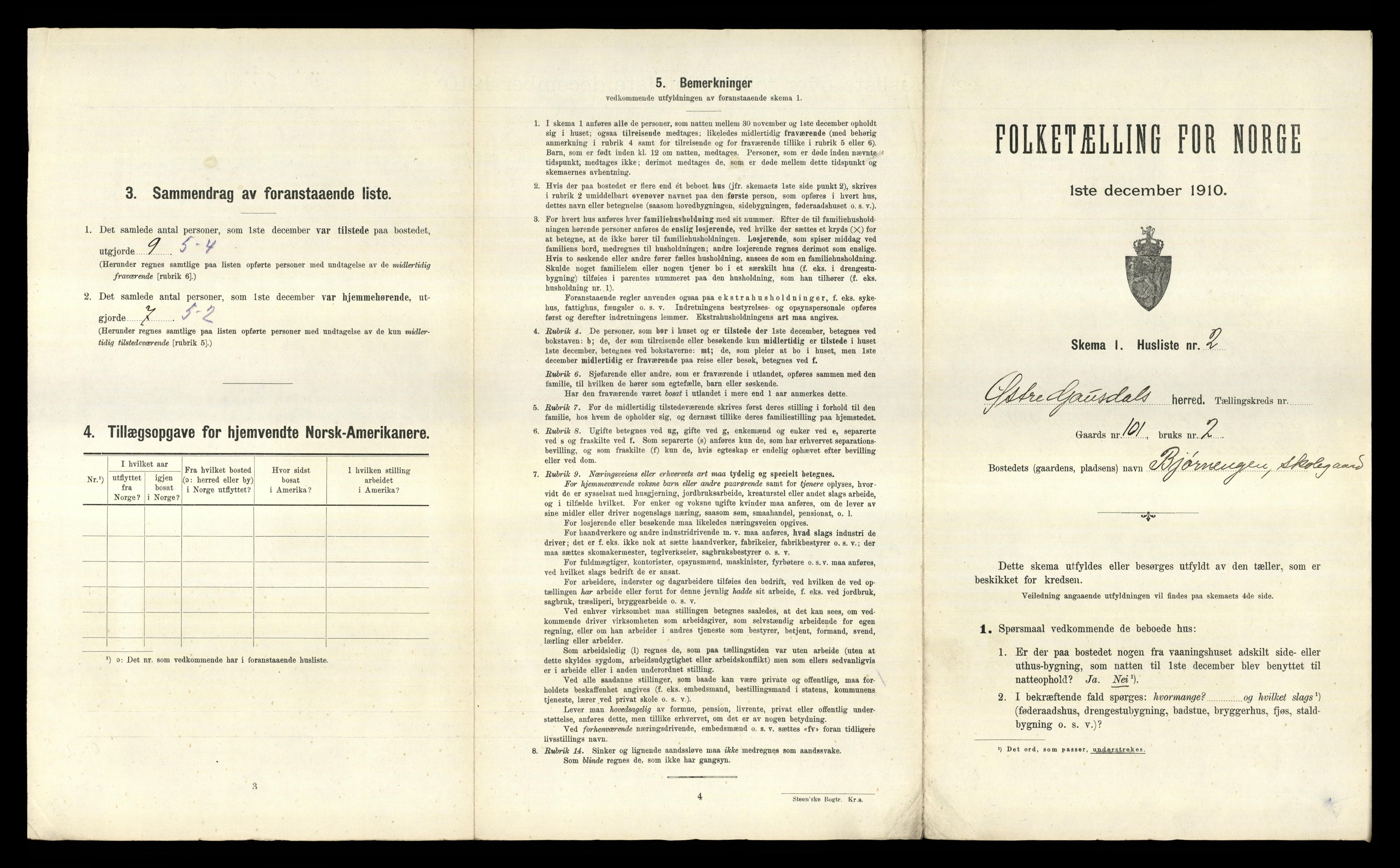 RA, 1910 census for Østre Gausdal, 1910, p. 478