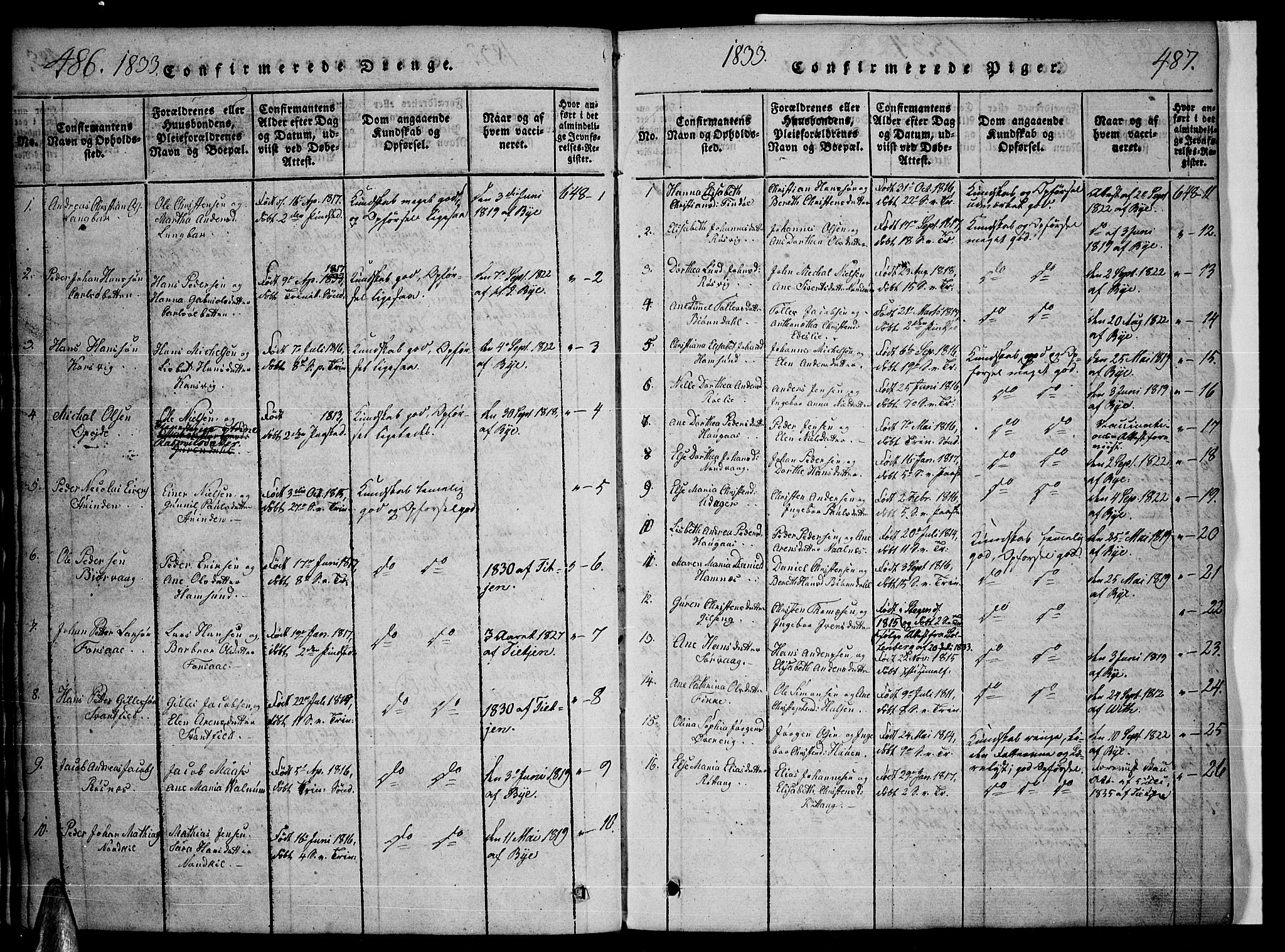 Ministerialprotokoller, klokkerbøker og fødselsregistre - Nordland, AV/SAT-A-1459/859/L0842: Parish register (official) no. 859A02, 1821-1839, p. 486-487