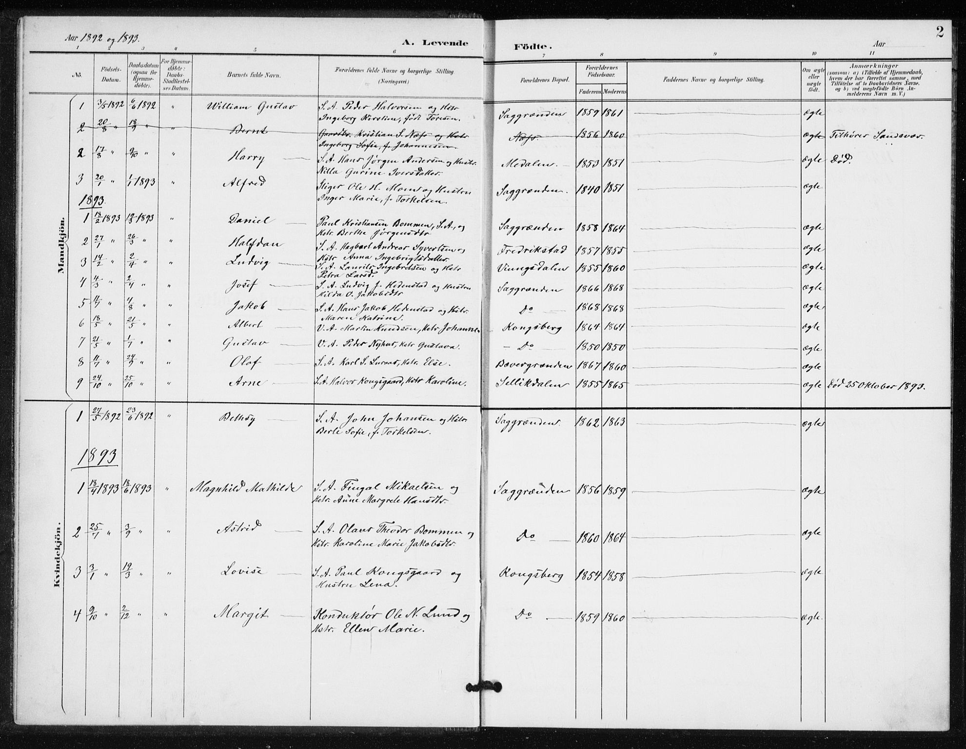 Kongsberg kirkebøker, AV/SAKO-A-22/G/Ga/L0009: Parish register (copy) no. 9, 1932-1938, p. 2