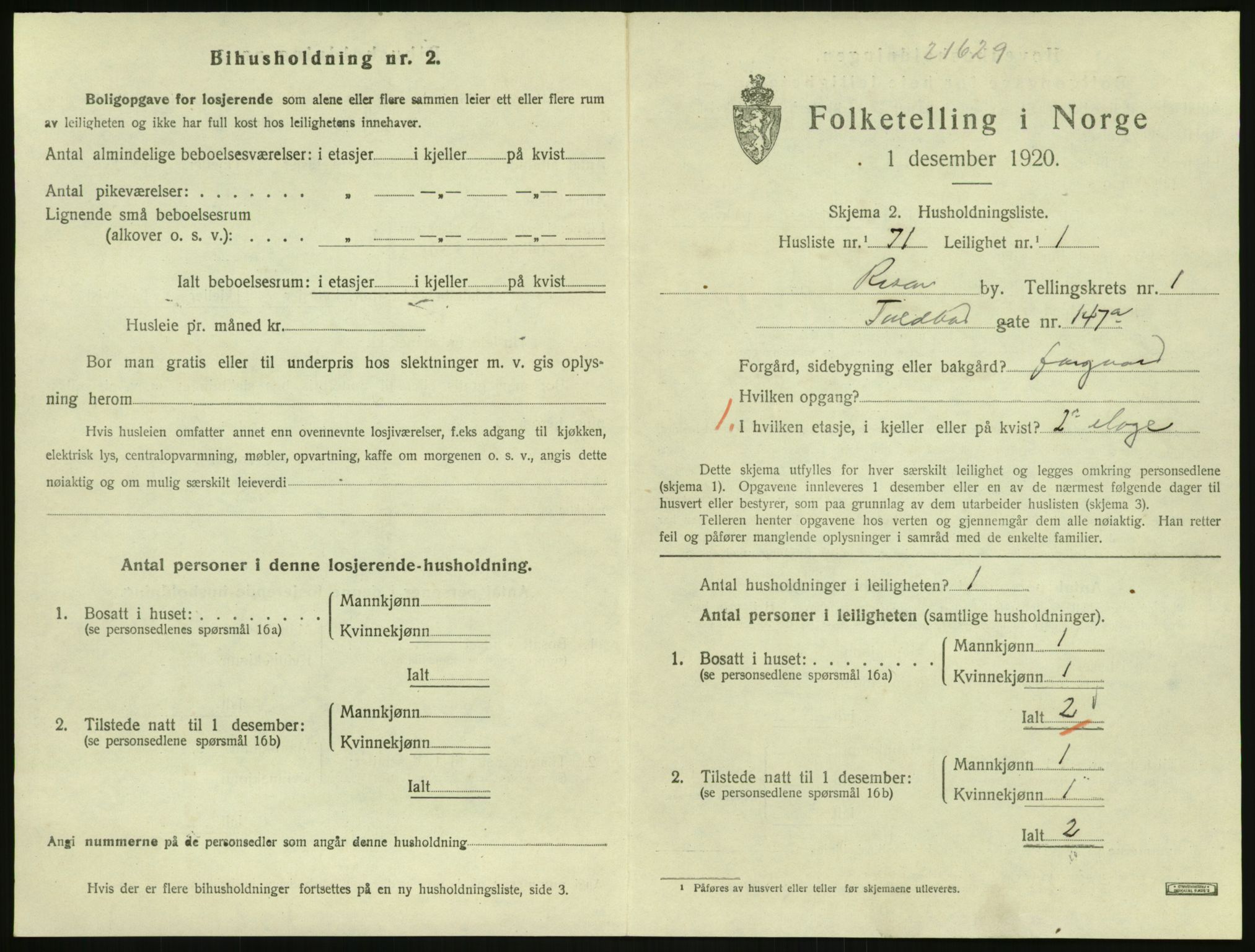 SAK, 1920 census for Risør, 1920, p. 1509