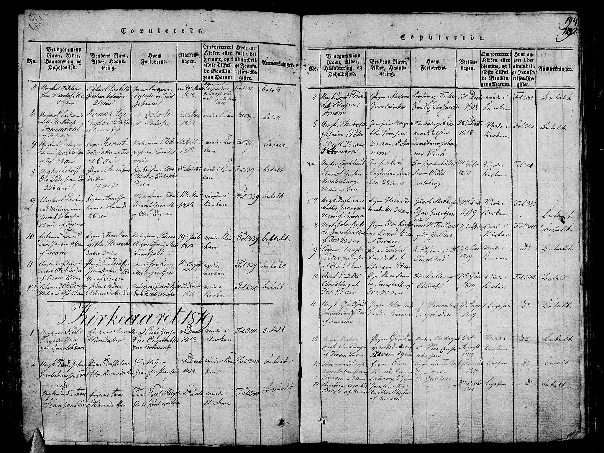 Stavern kirkebøker, SAKO/A-318/G/Ga/L0001: Parish register (copy) no. 1, 1817-1841, p. 194