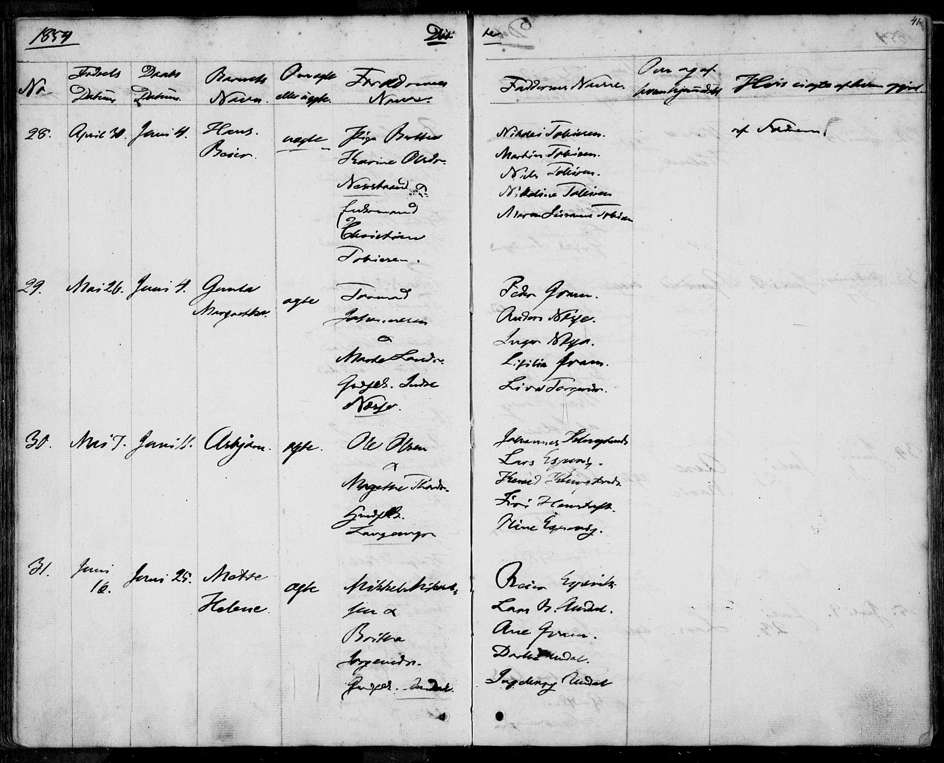 Nedstrand sokneprestkontor, AV/SAST-A-101841/01/IV: Parish register (official) no. A 8, 1839-1860, p. 41