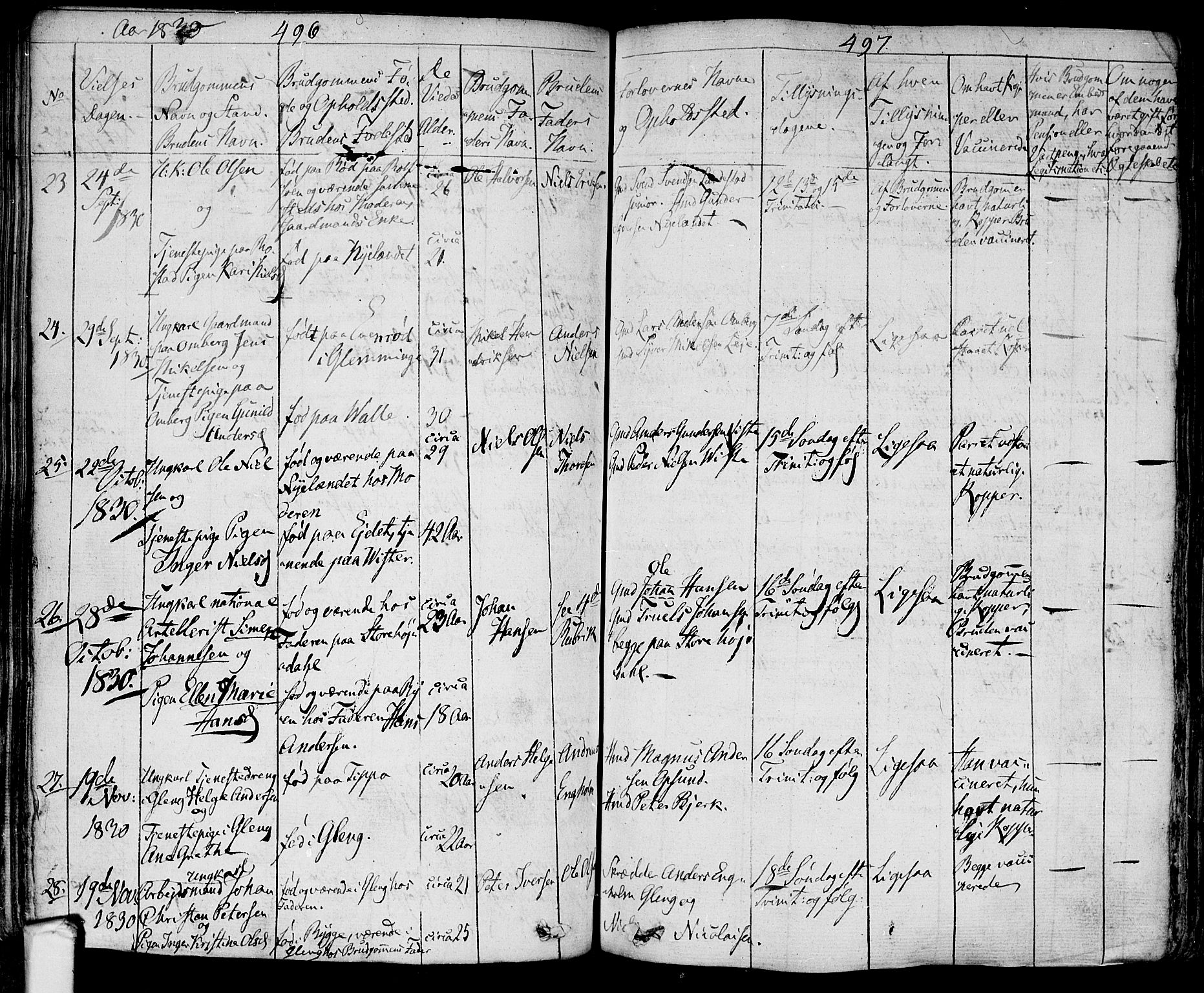 Tune prestekontor Kirkebøker, AV/SAO-A-2007/F/Fa/L0006: Parish register (official) no. 6, 1823-1831, p. 496-497