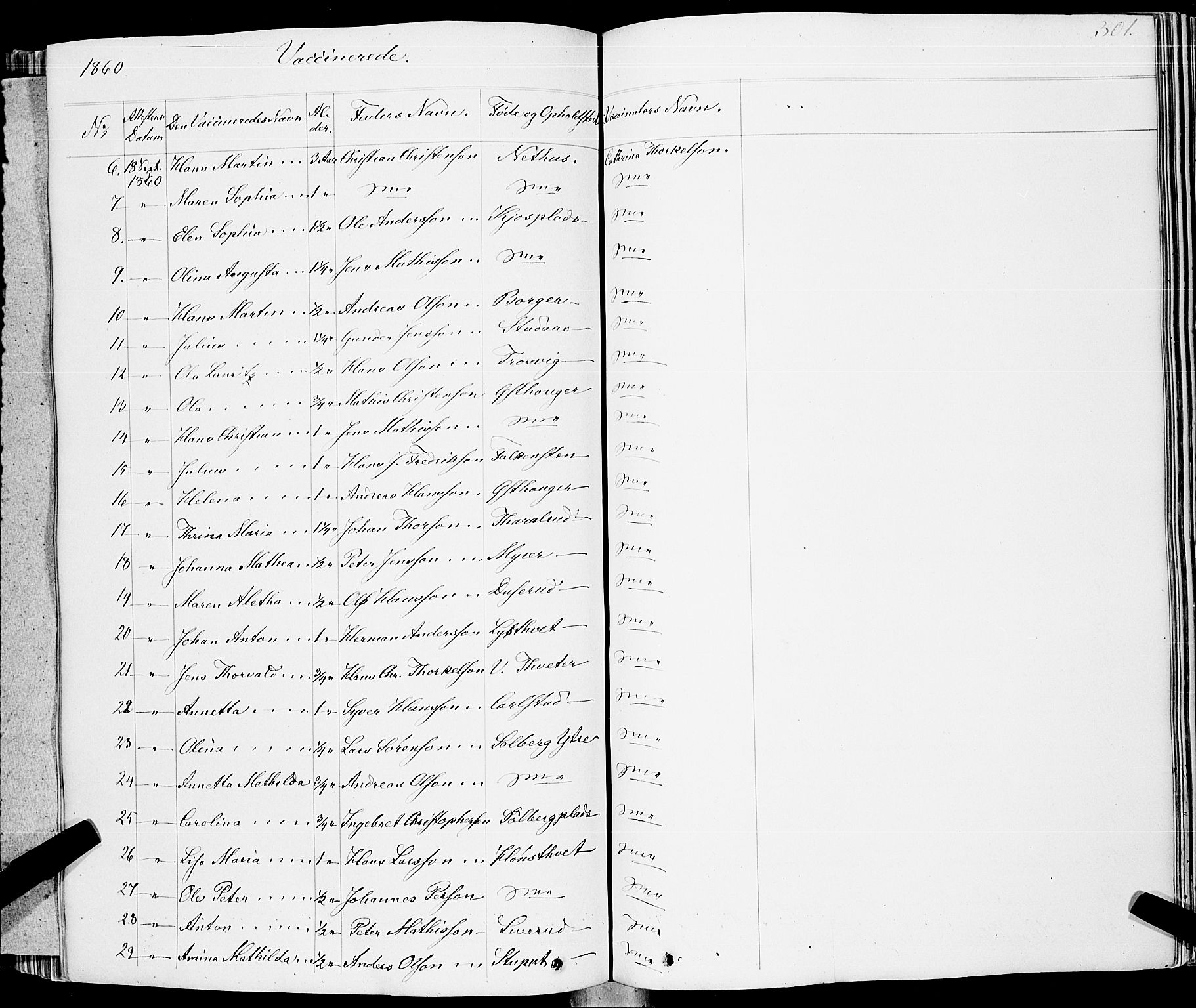 Skiptvet prestekontor Kirkebøker, AV/SAO-A-20009/F/Fa/L0006: Parish register (official) no. 6, 1839-1860, p. 301