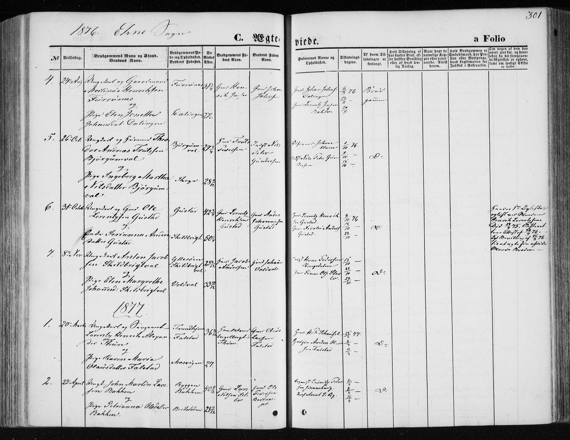 Ministerialprotokoller, klokkerbøker og fødselsregistre - Nord-Trøndelag, SAT/A-1458/717/L0158: Parish register (official) no. 717A08 /2, 1863-1877, p. 301