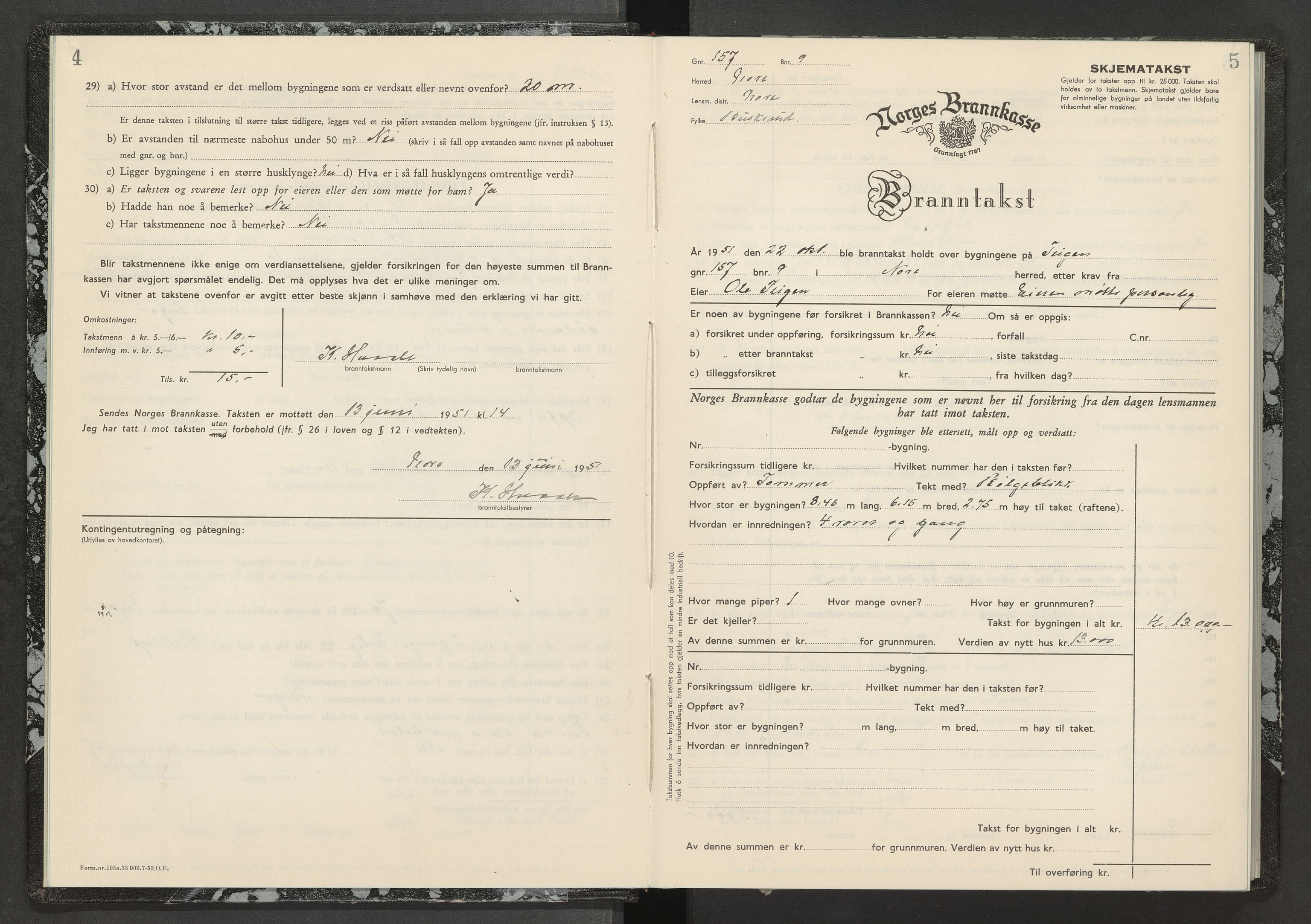 Nore lensmannskontor, AV/SAKO-A-520/Y/Yc/Ycb/L0002: Skjematakstprotokoll, 1951-1953