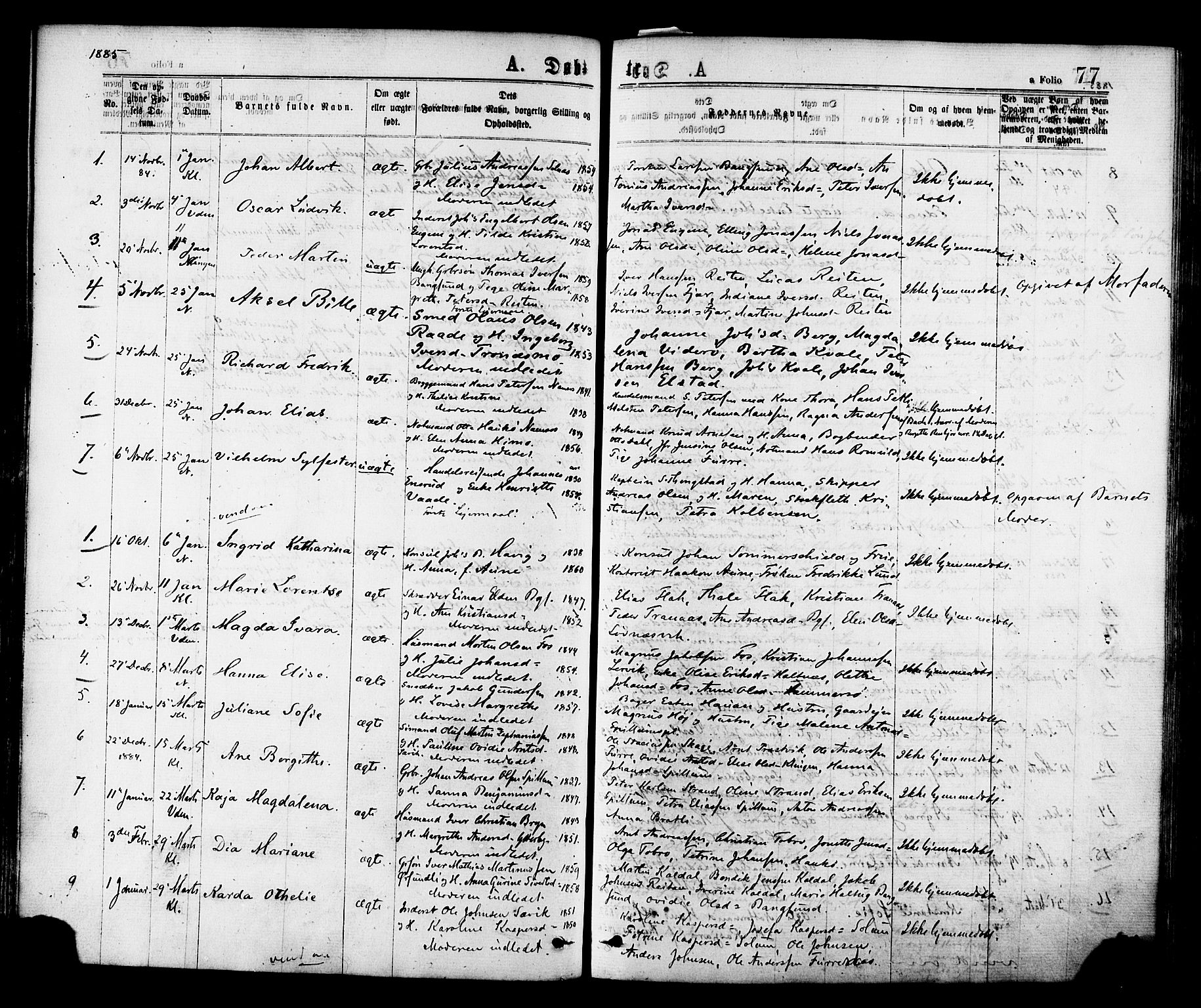 Ministerialprotokoller, klokkerbøker og fødselsregistre - Nord-Trøndelag, SAT/A-1458/768/L0572: Parish register (official) no. 768A07, 1874-1886, p. 77