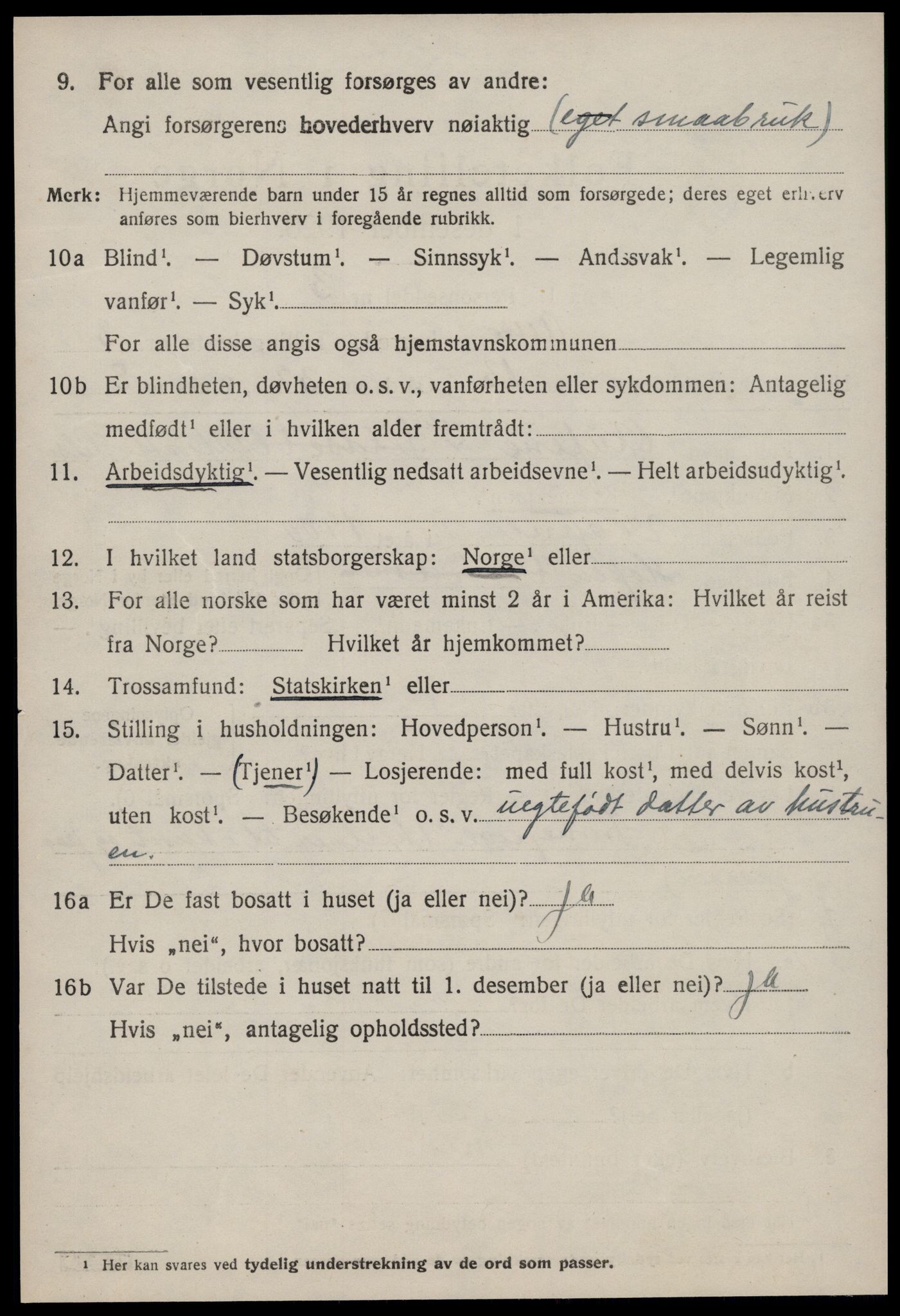 SAT, 1920 census for Aure, 1920, p. 1821