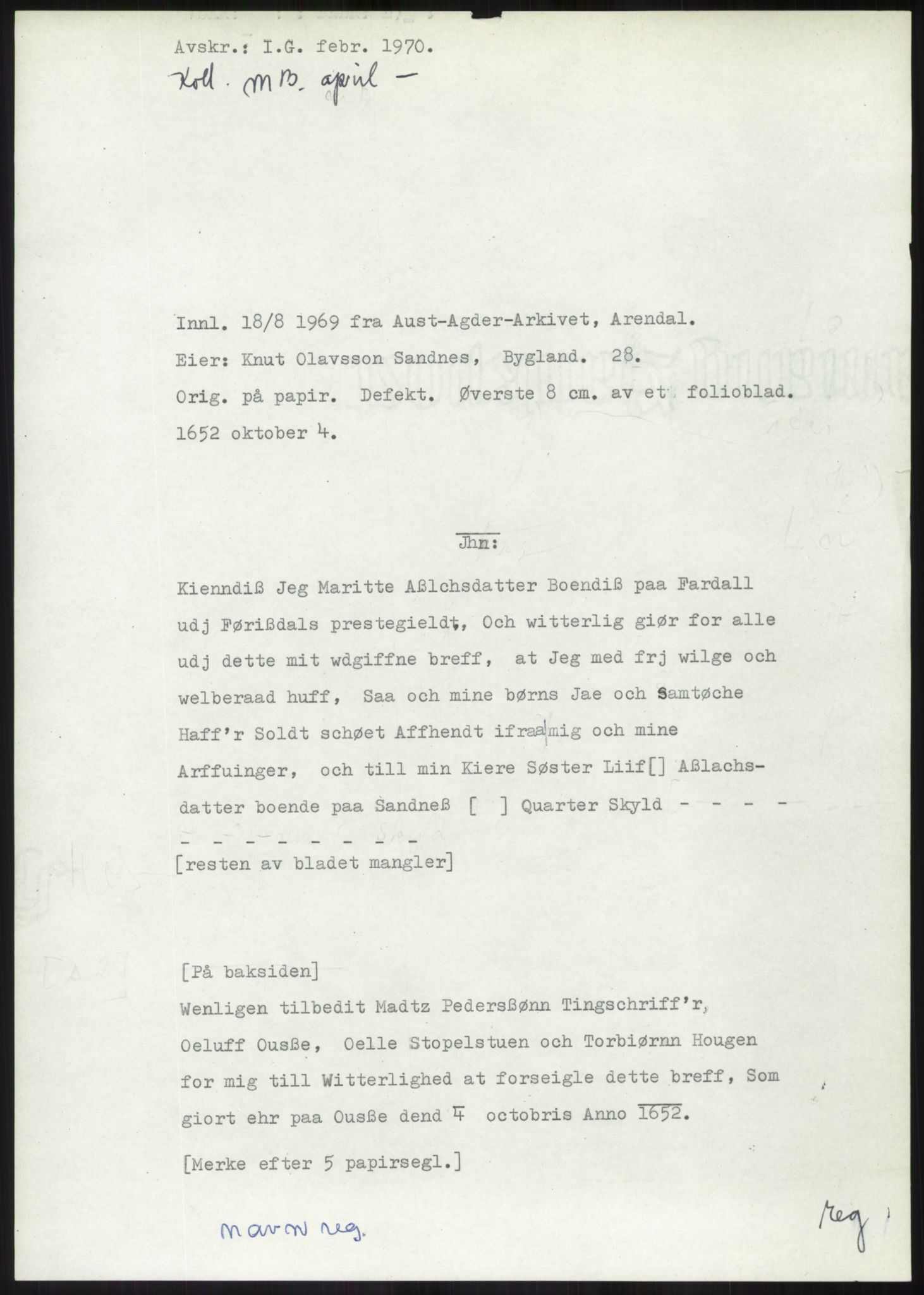 Samlinger til kildeutgivelse, Diplomavskriftsamlingen, RA/EA-4053/H/Ha, p. 1919