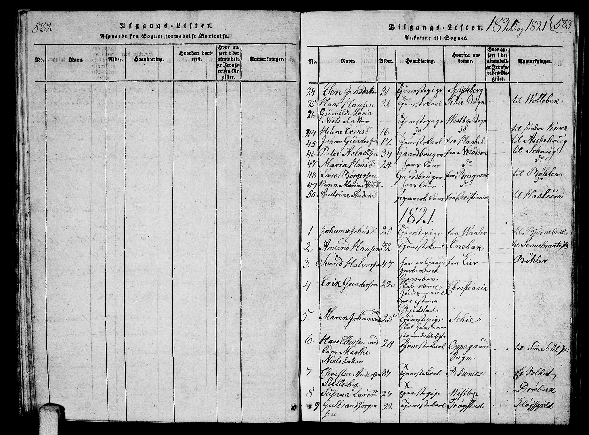 Ås prestekontor Kirkebøker, SAO/A-10894/G/Ga/L0002: Parish register (copy) no. I 2, 1820-1836, p. 582-583