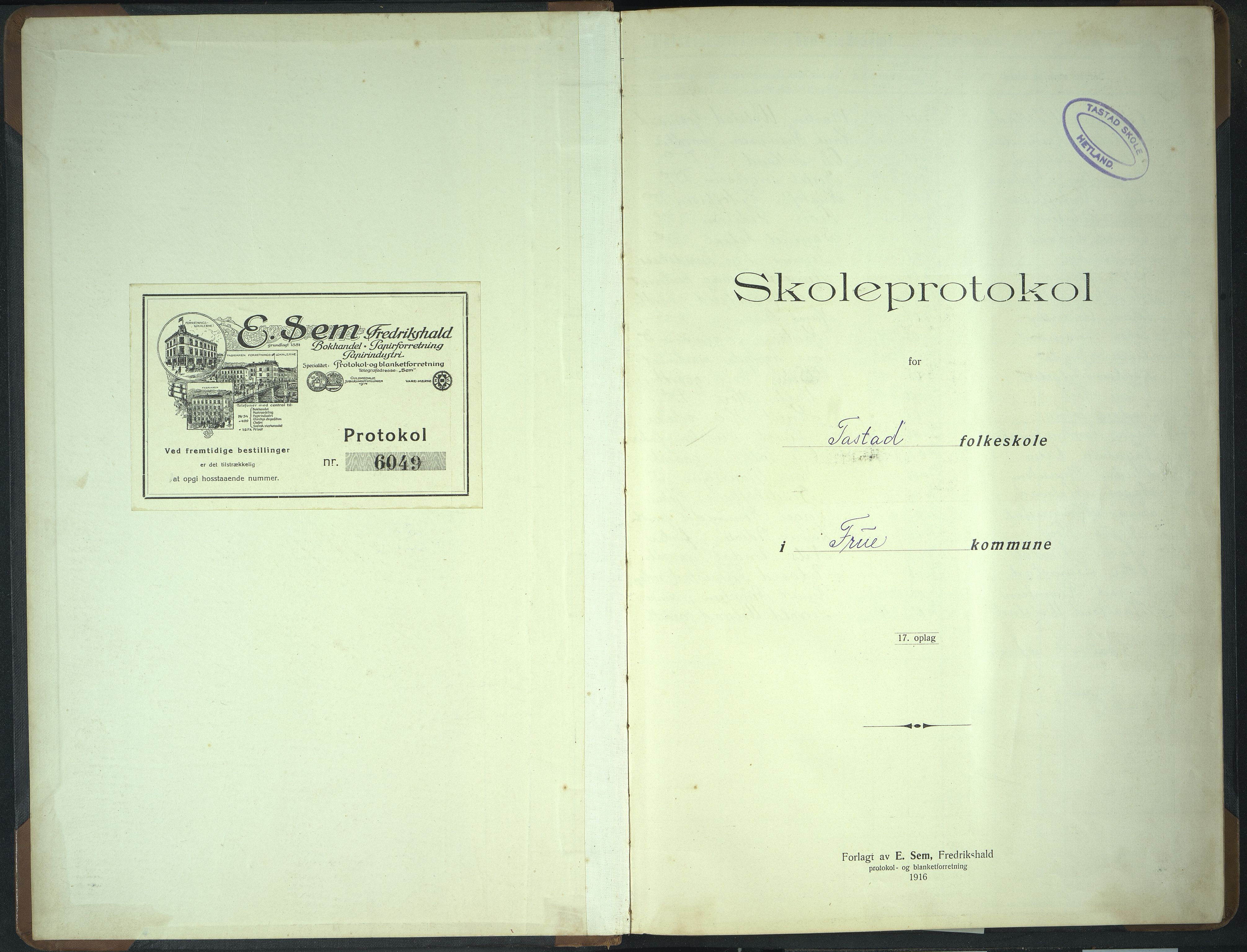 Hetland kommune. Tasta skole, BYST/A-0146/G/Gb/L0005: Skoleprotokoll, 1916-1945