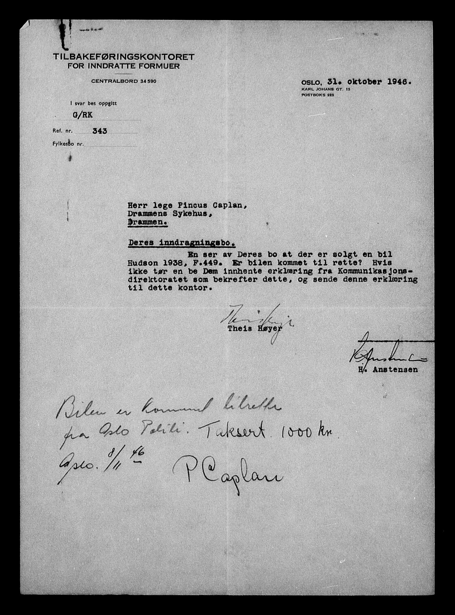 Justisdepartementet, Tilbakeføringskontoret for inndratte formuer, RA/S-1564/H/Hc/Hcc/L0928: --, 1945-1947, p. 96