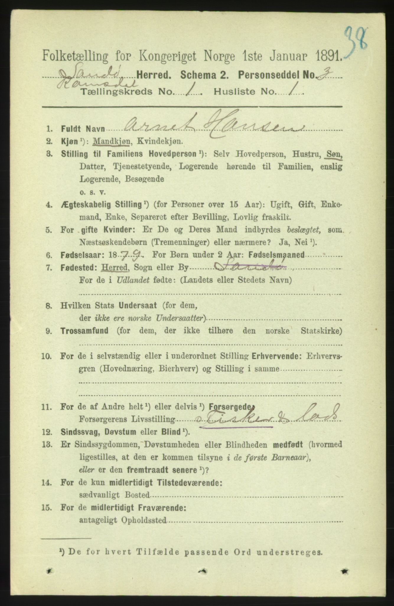 RA, 1891 census for 1546 Sandøy, 1891, p. 82