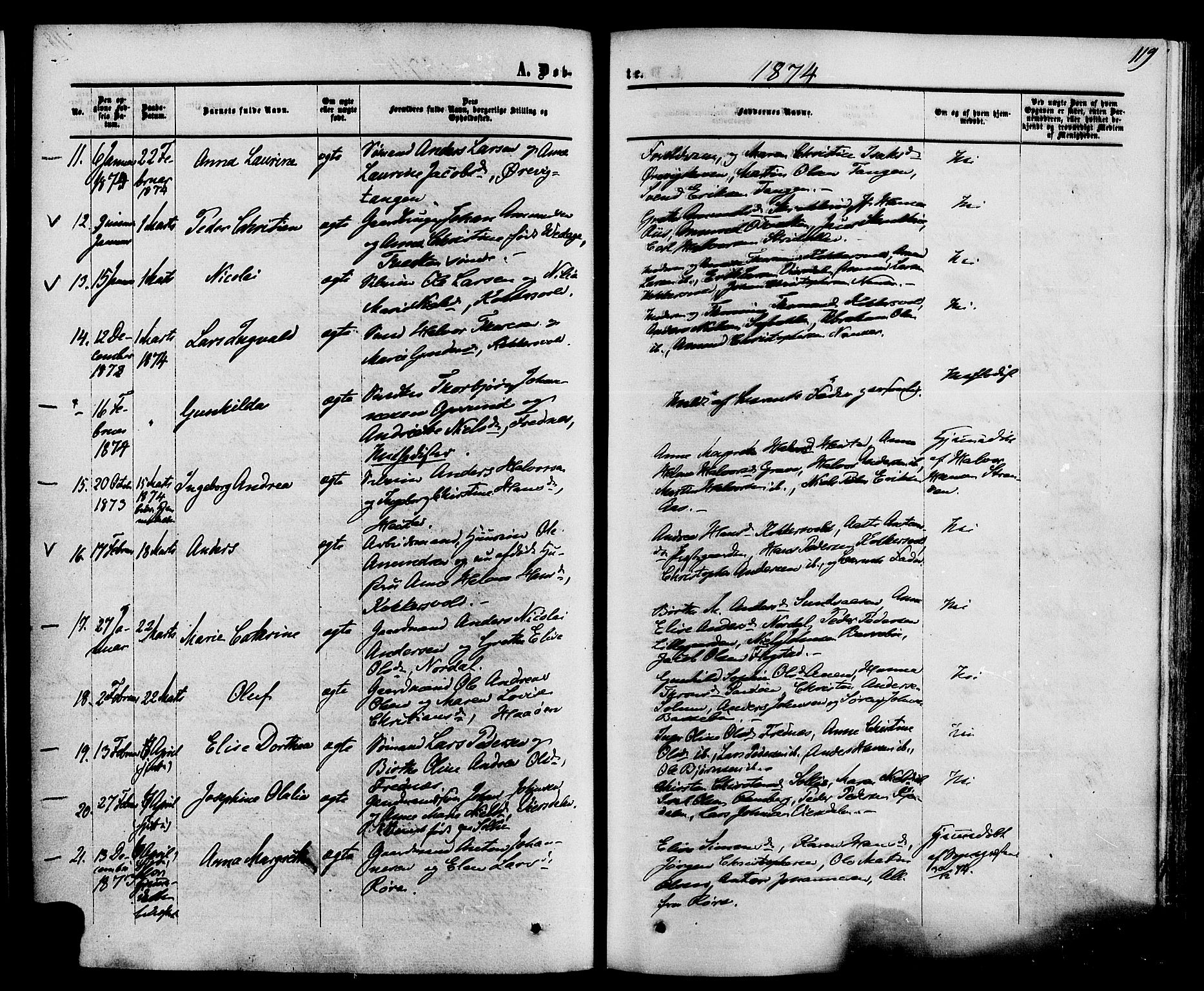 Eidanger kirkebøker, SAKO/A-261/F/Fa/L0010: Parish register (official) no. 10, 1859-1874, p. 119
