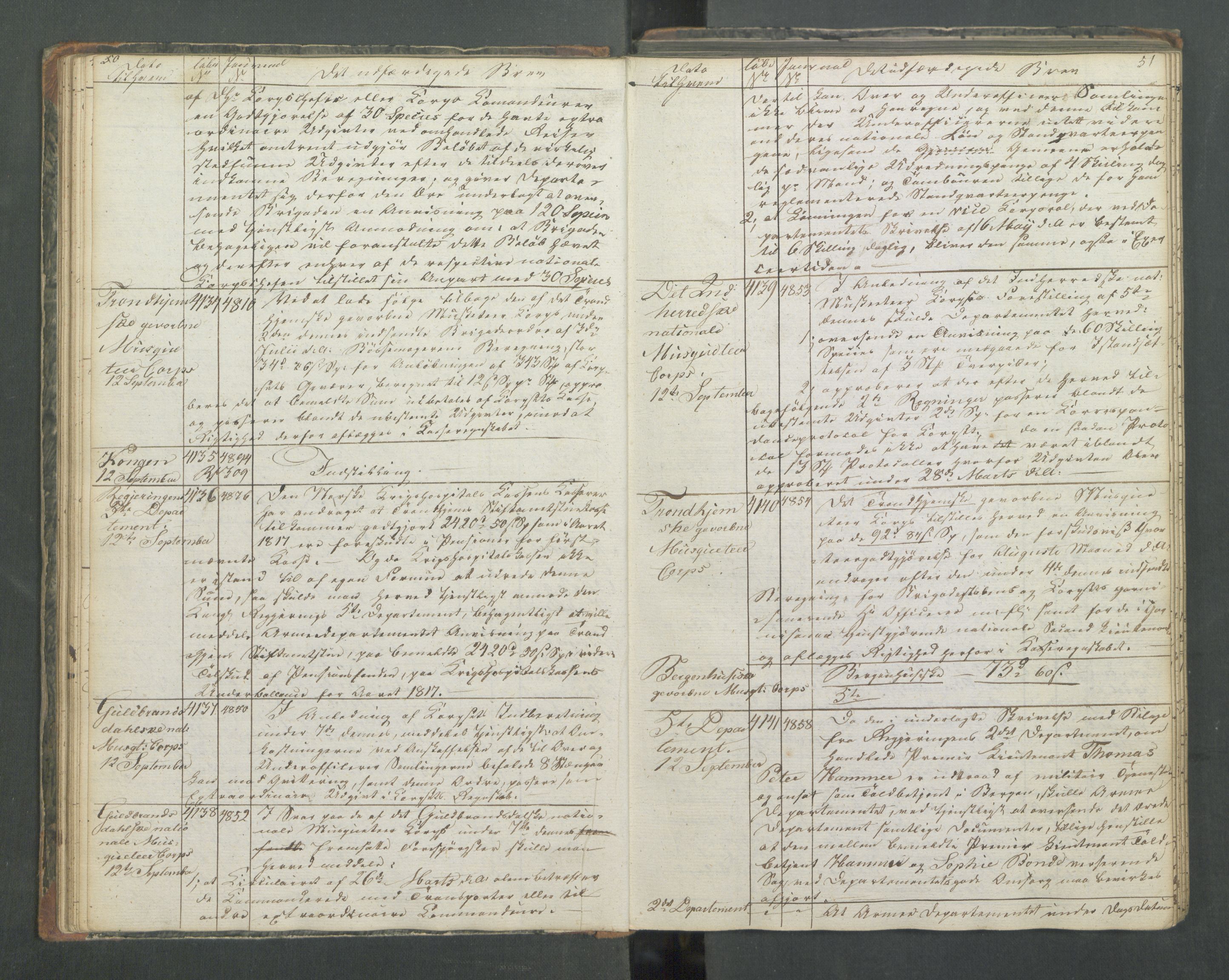 Armédepartementet, AV/RA-RAFA-3493/B/Ba/L0013: 6. Departements Kopibog, 1818, p. 50-51