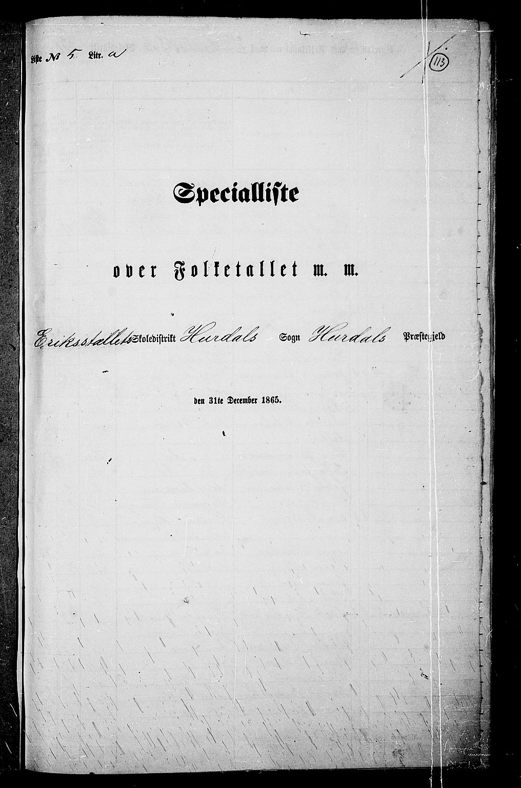 RA, 1865 census for Hurdal, 1865, p. 95