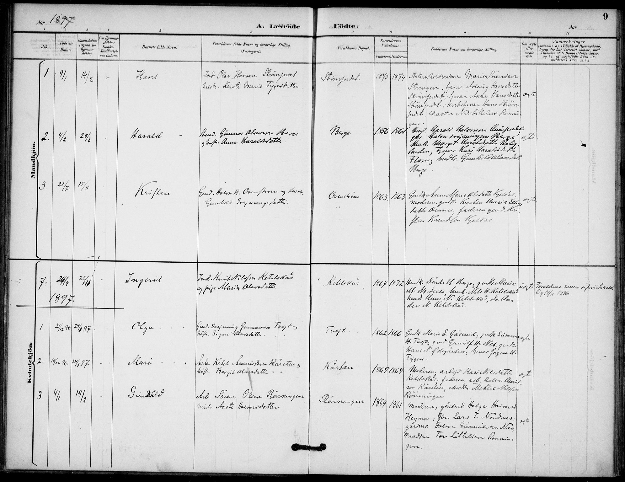 Lunde kirkebøker, AV/SAKO-A-282/F/Fb/L0004: Parish register (official) no. II 4, 1892-1907, p. 9