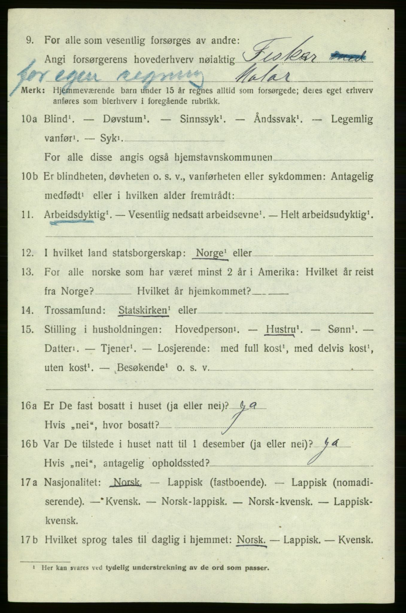 SATØ, 1920 census for , 1920, p. 615