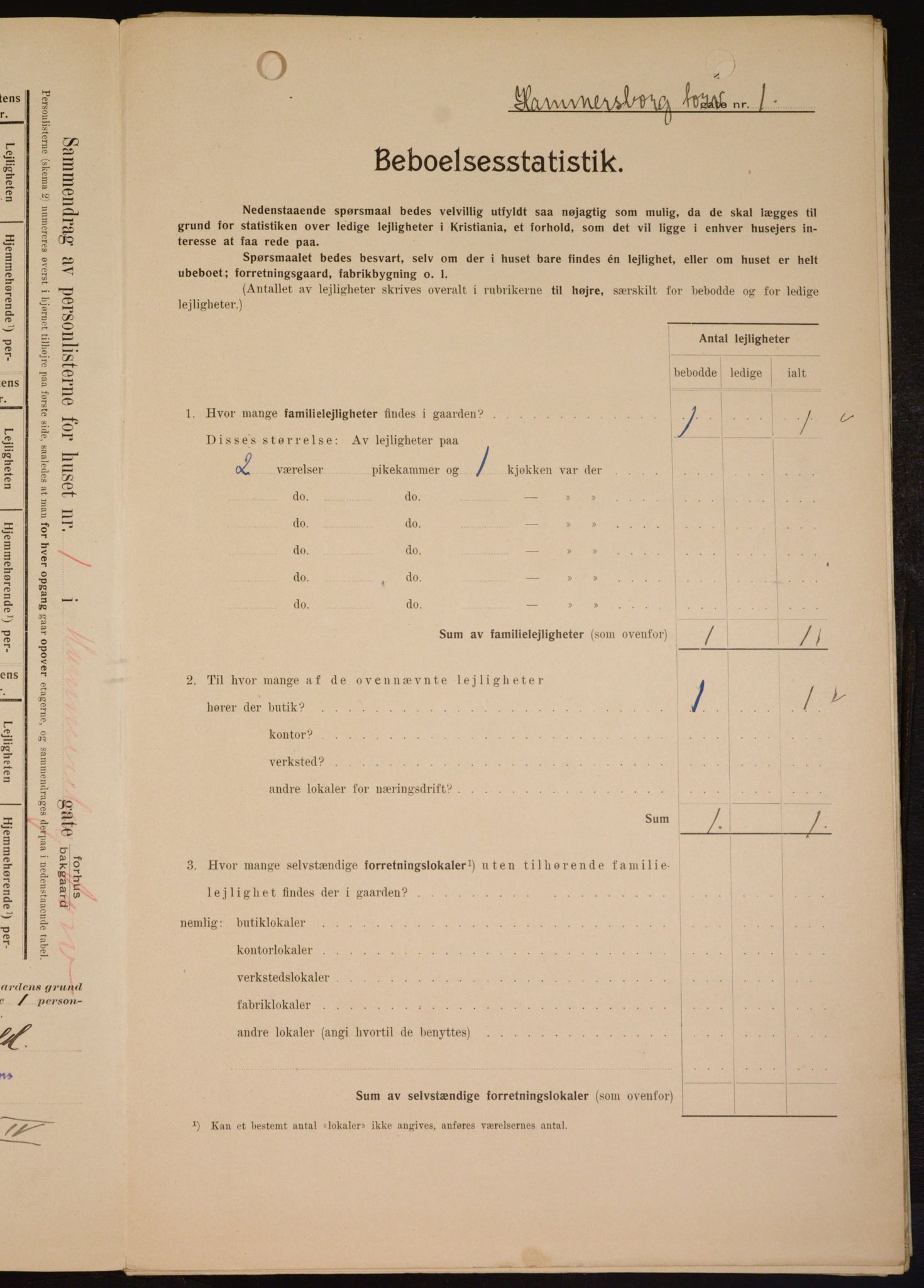 OBA, Municipal Census 1909 for Kristiania, 1909, p. 31151