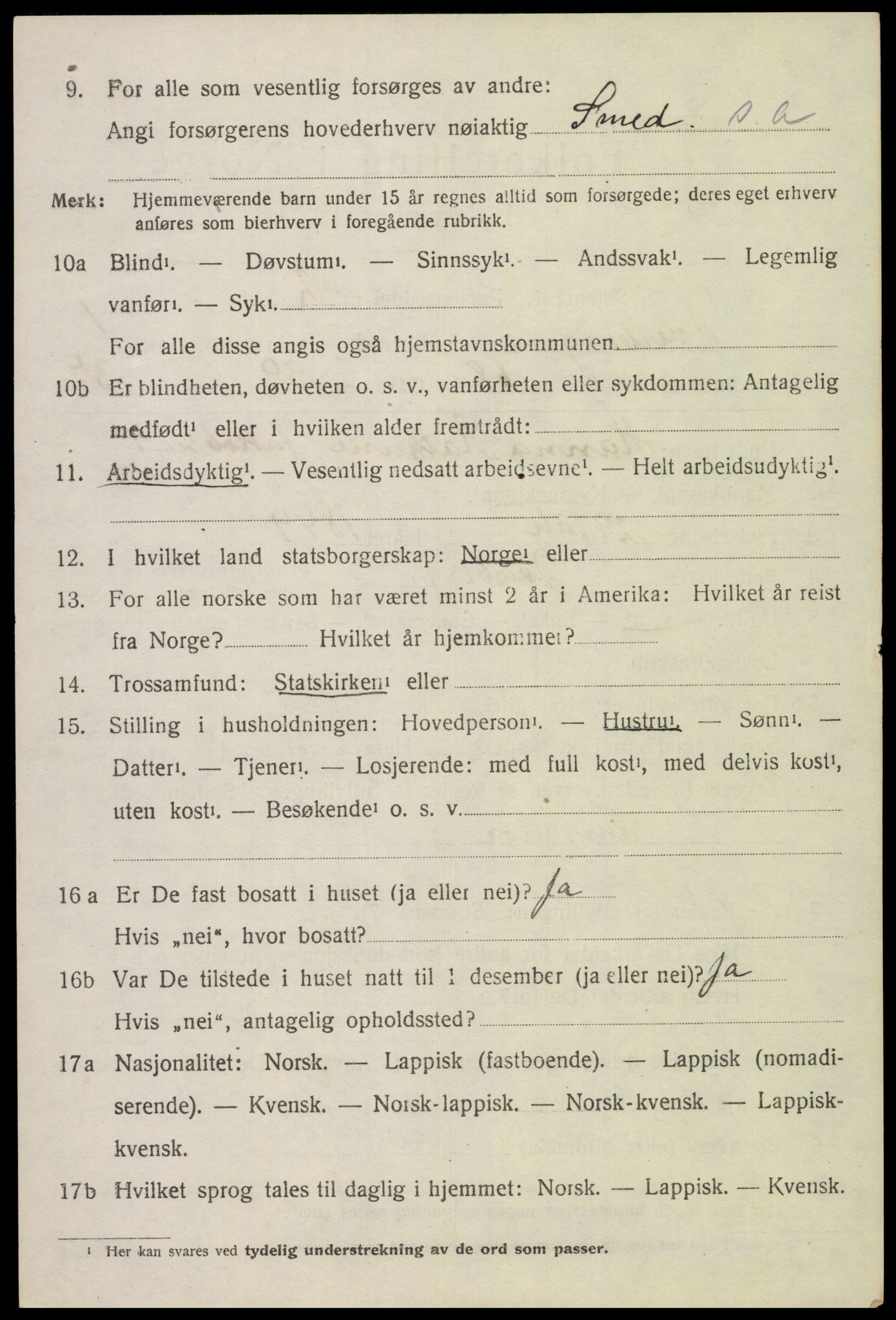 SAT, 1920 census for Dverberg, 1920, p. 2685