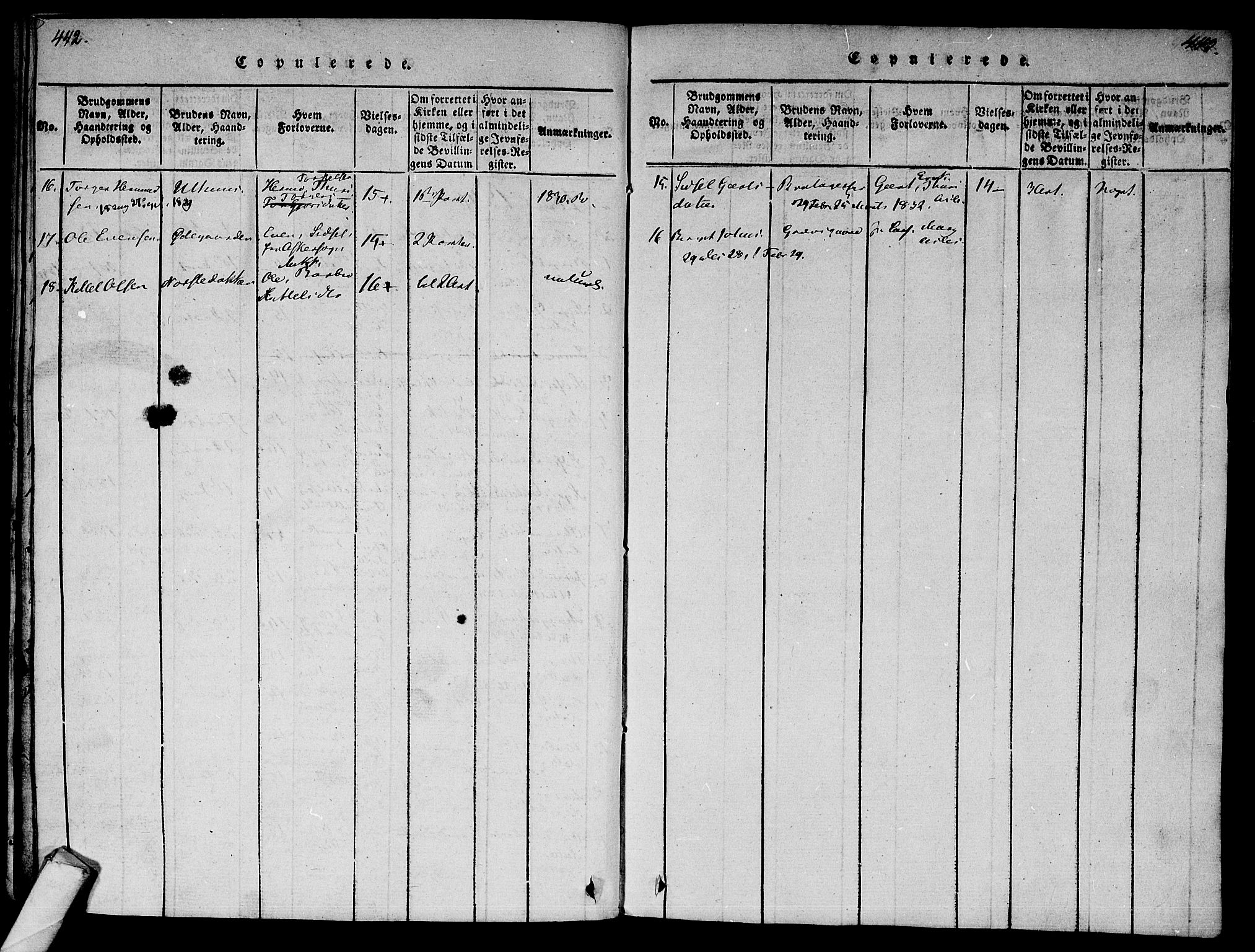 Ål kirkebøker, AV/SAKO-A-249/F/Fa/L0004: Parish register (official) no. I 4, 1815-1825, p. 442-443