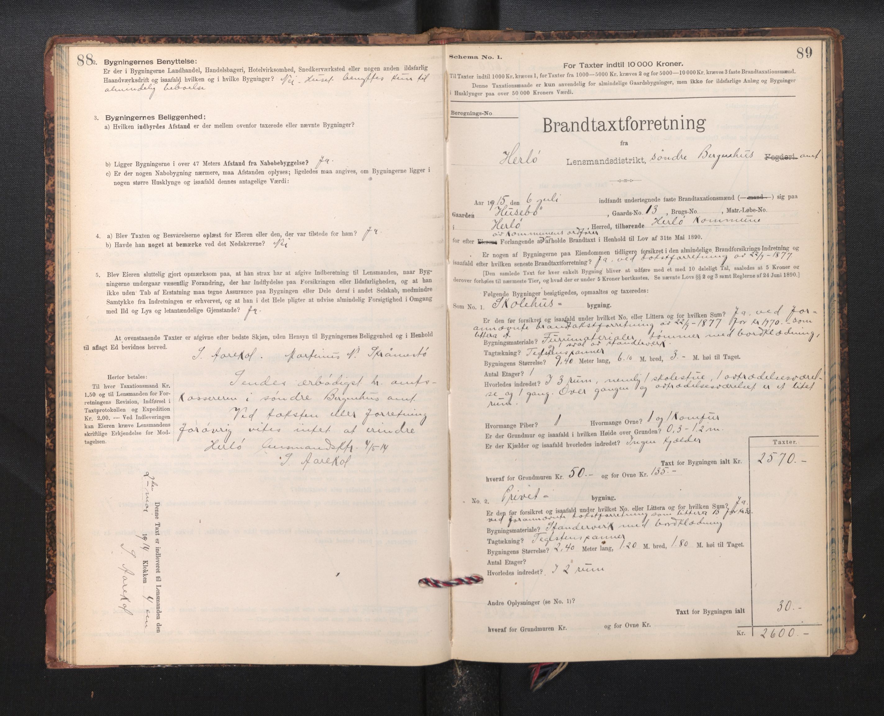 Lensmannen i Herdla, SAB/A-32901/0012/L0003:  Branntakstprotokoll skjematakst, 1897-1916, p. 88-89