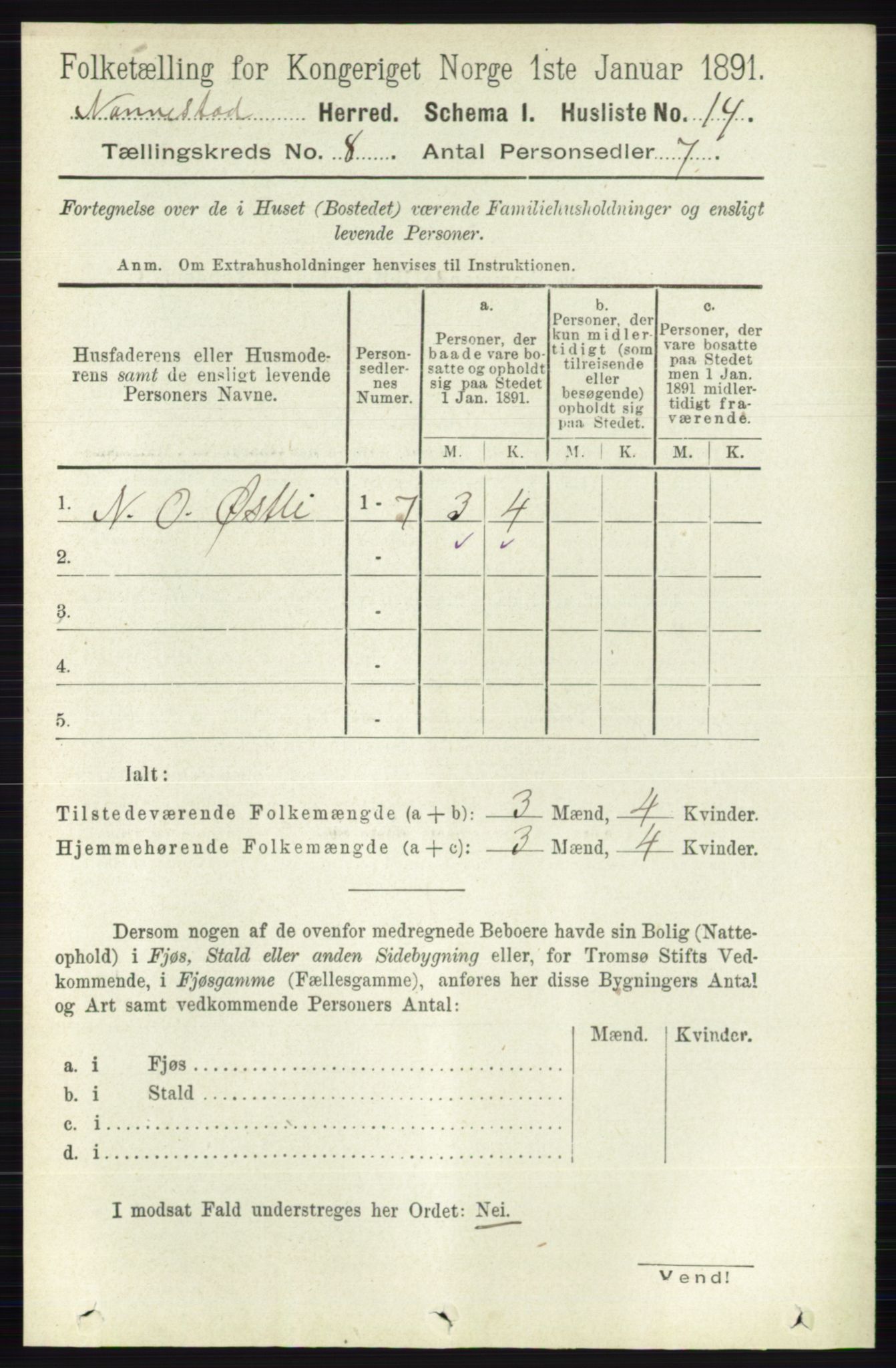 RA, 1891 census for 0238 Nannestad, 1891, p. 4345