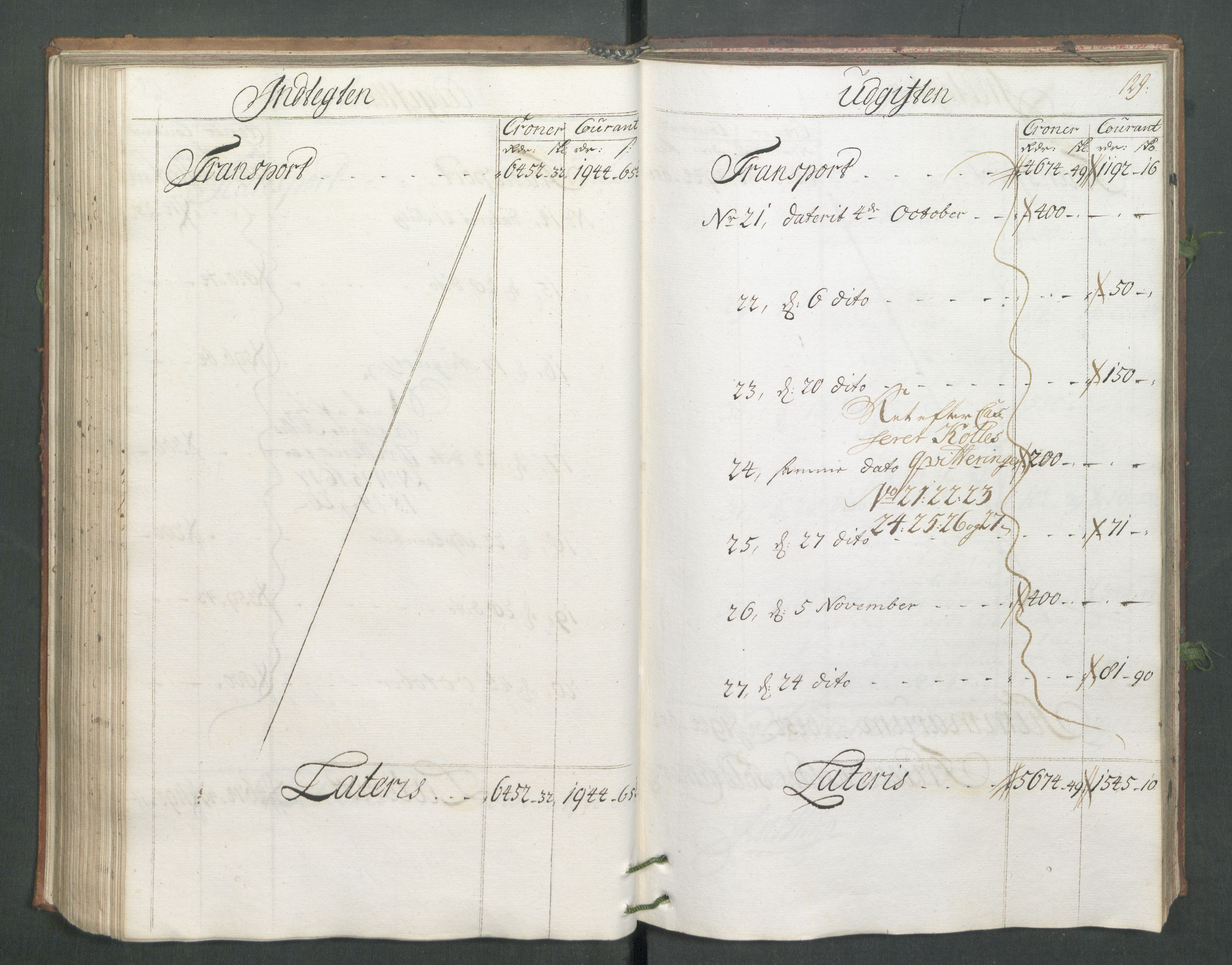 Generaltollkammeret, tollregnskaper, AV/RA-EA-5490/R02/L0006/0001: Tollregnskaper Fredrikstad / Hovedtollbok, 1731, p. 129