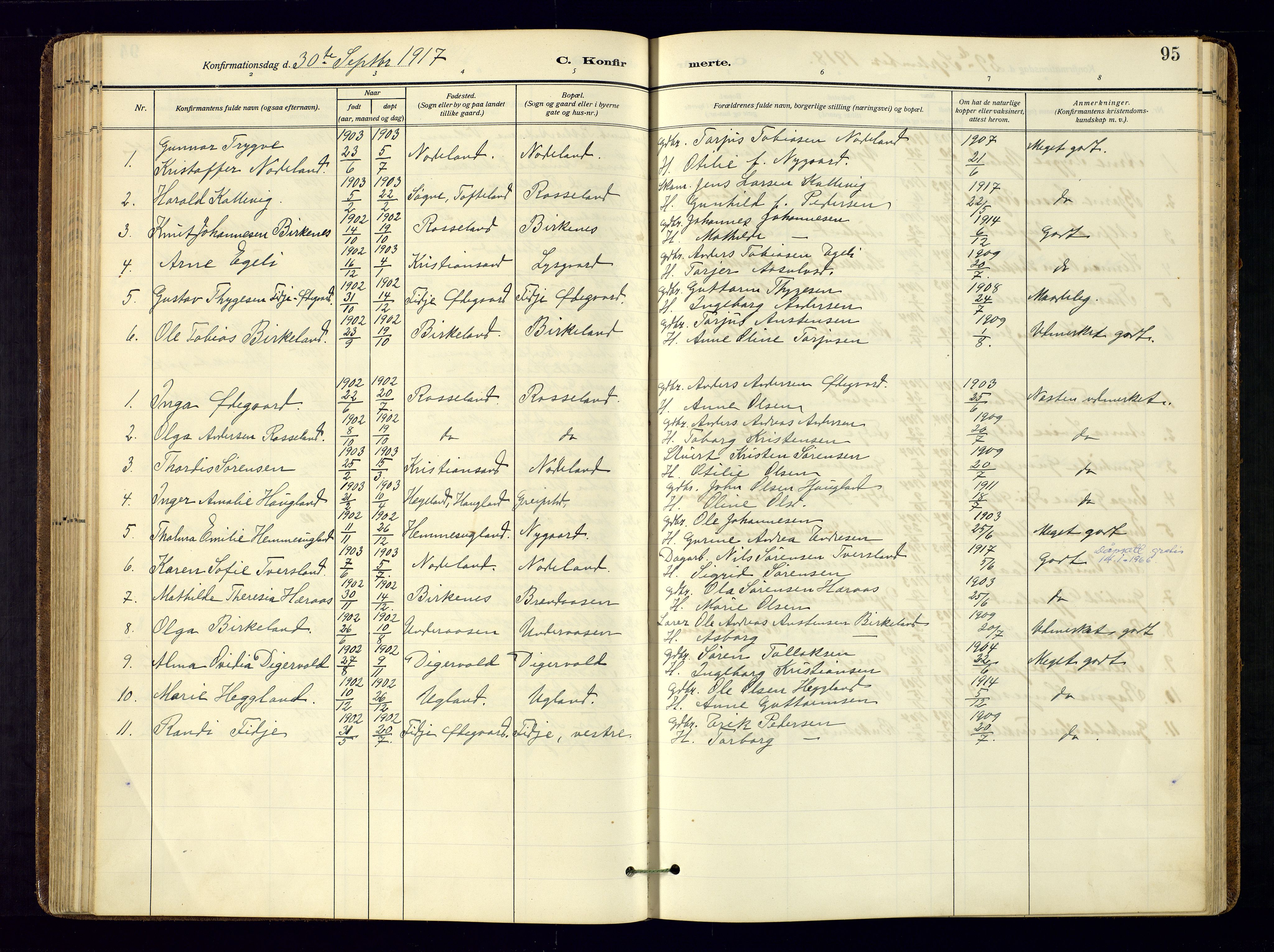 Søgne sokneprestkontor, AV/SAK-1111-0037/F/Fa/Faa/L0004: Parish register (official) no. A-4, 1911-1945, p. 95