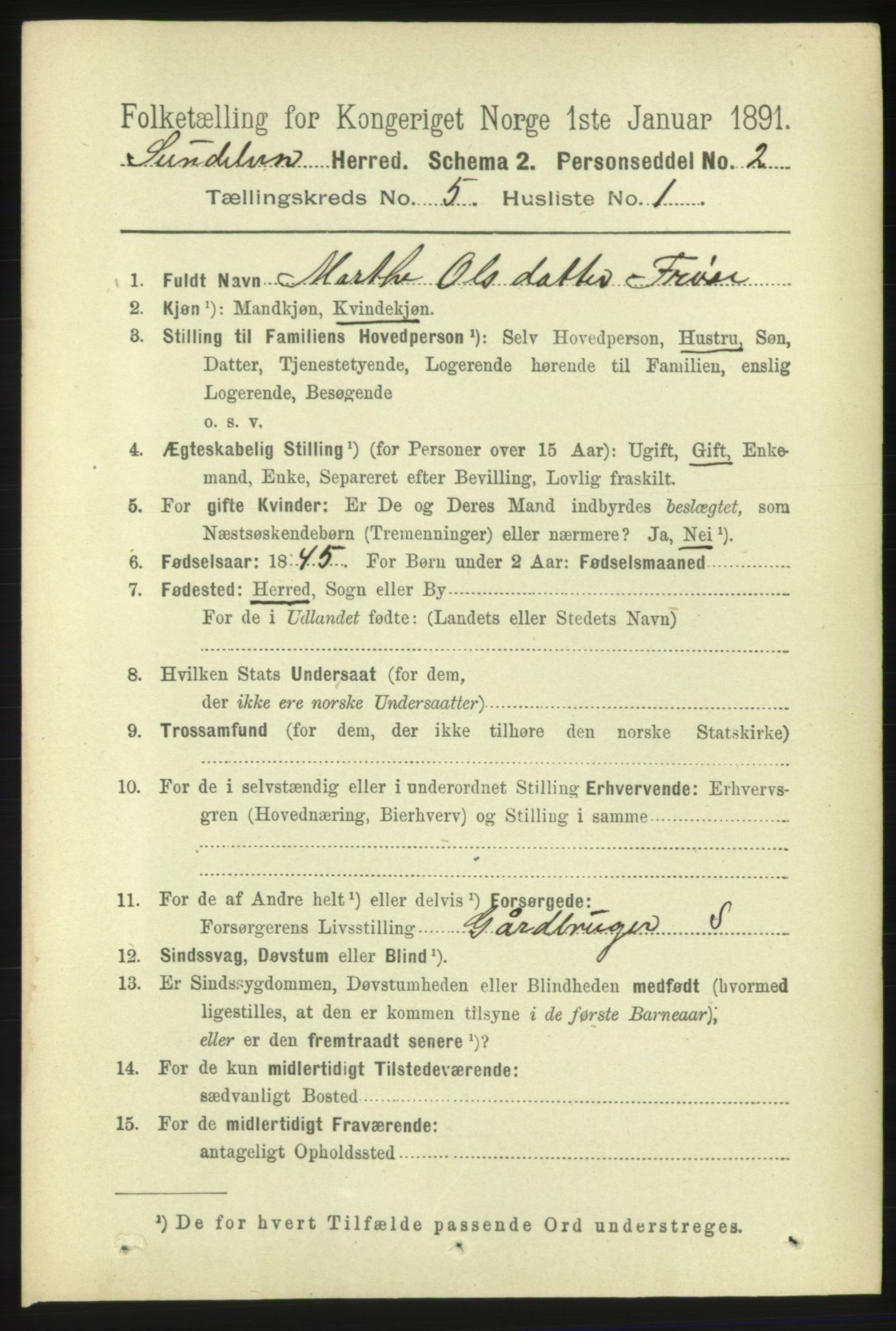 RA, 1891 census for 1523 Sunnylven, 1891, p. 1138