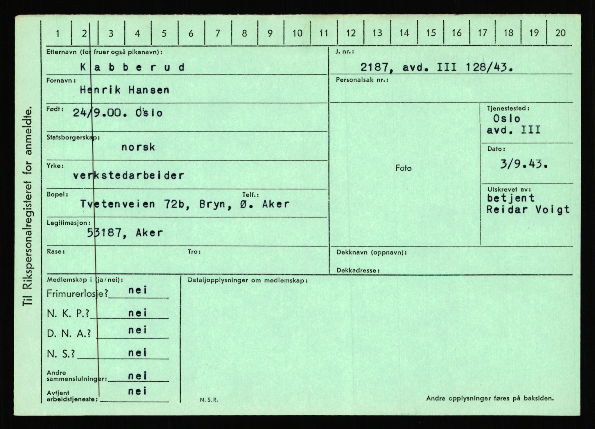 Statspolitiet - Hovedkontoret / Osloavdelingen, AV/RA-S-1329/C/Ca/L0008: Johan(nes)sen - Knoph, 1943-1945, p. 3090