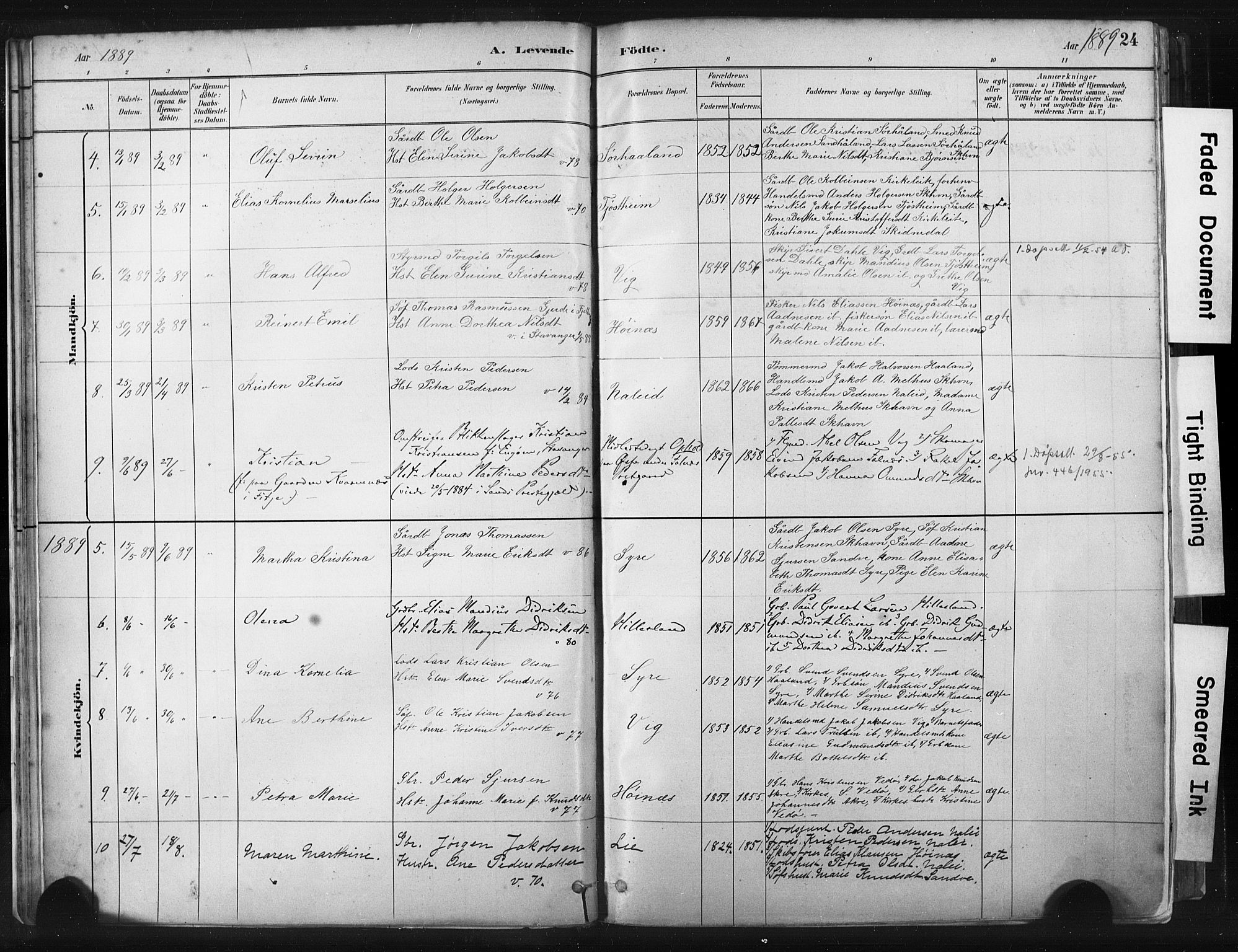 Skudenes sokneprestkontor, AV/SAST-A -101849/H/Ha/Haa/L0009: Parish register (official) no. A 6, 1882-1912, p. 24