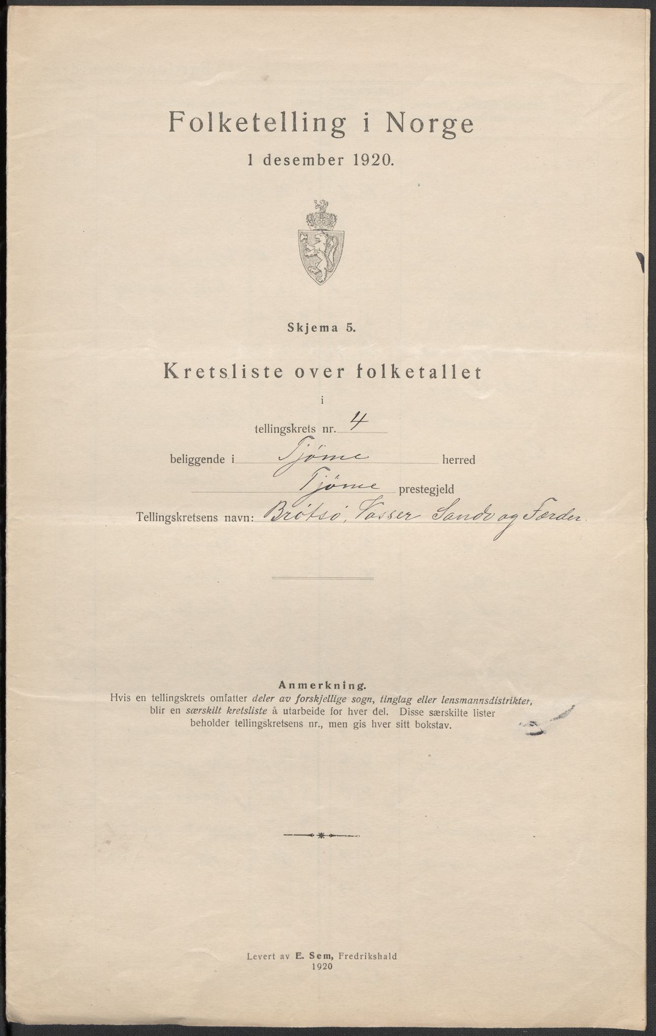 SAKO, 1920 census for Tjøme, 1920, p. 29