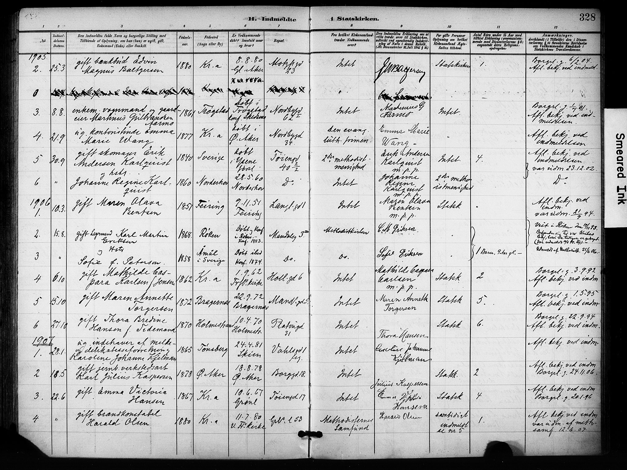 Grønland prestekontor Kirkebøker, SAO/A-10848/F/Fa/L0015: Parish register (official) no. 15, 1899-1919, p. 328