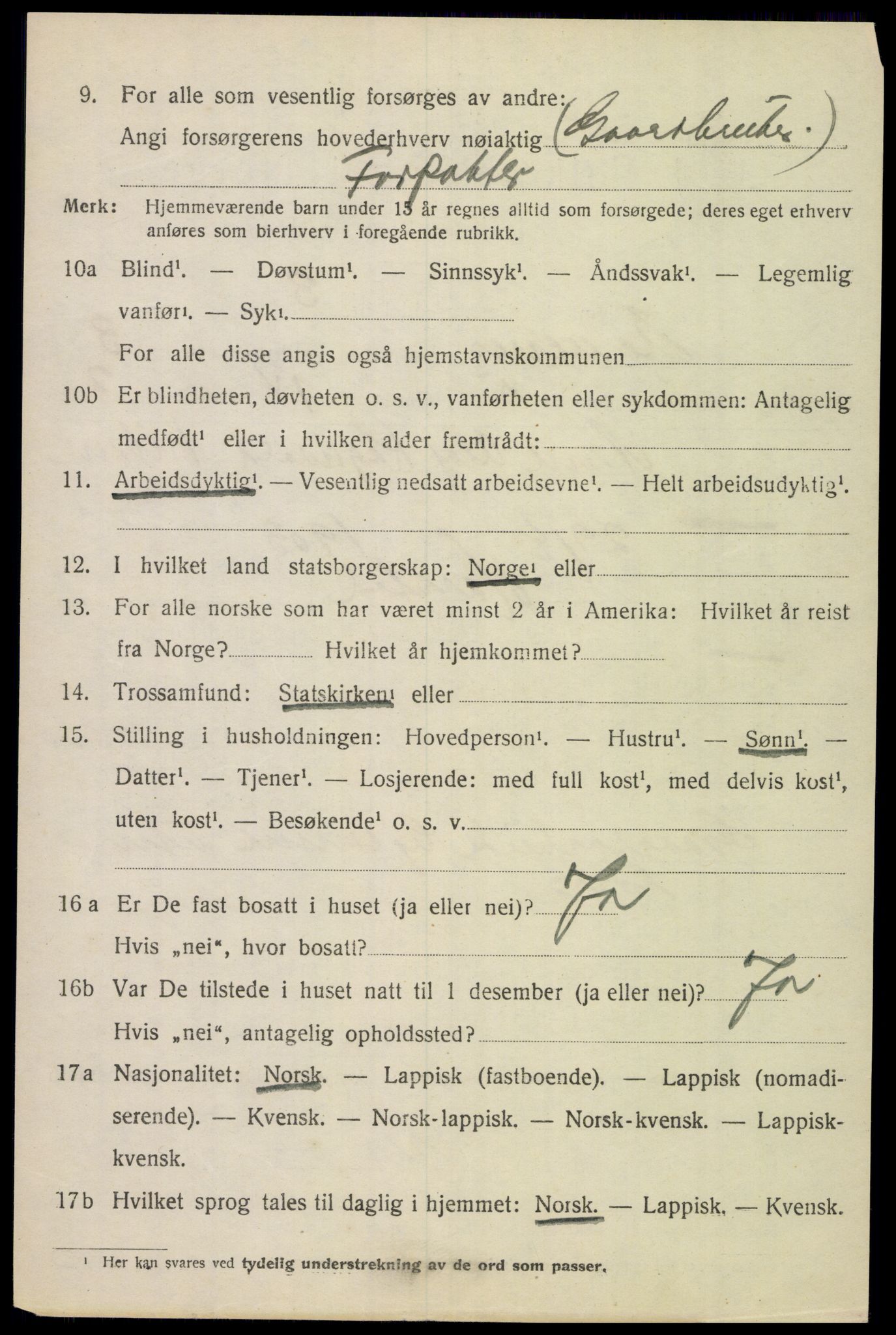 SAT, 1920 census for Evenes, 1920, p. 3005