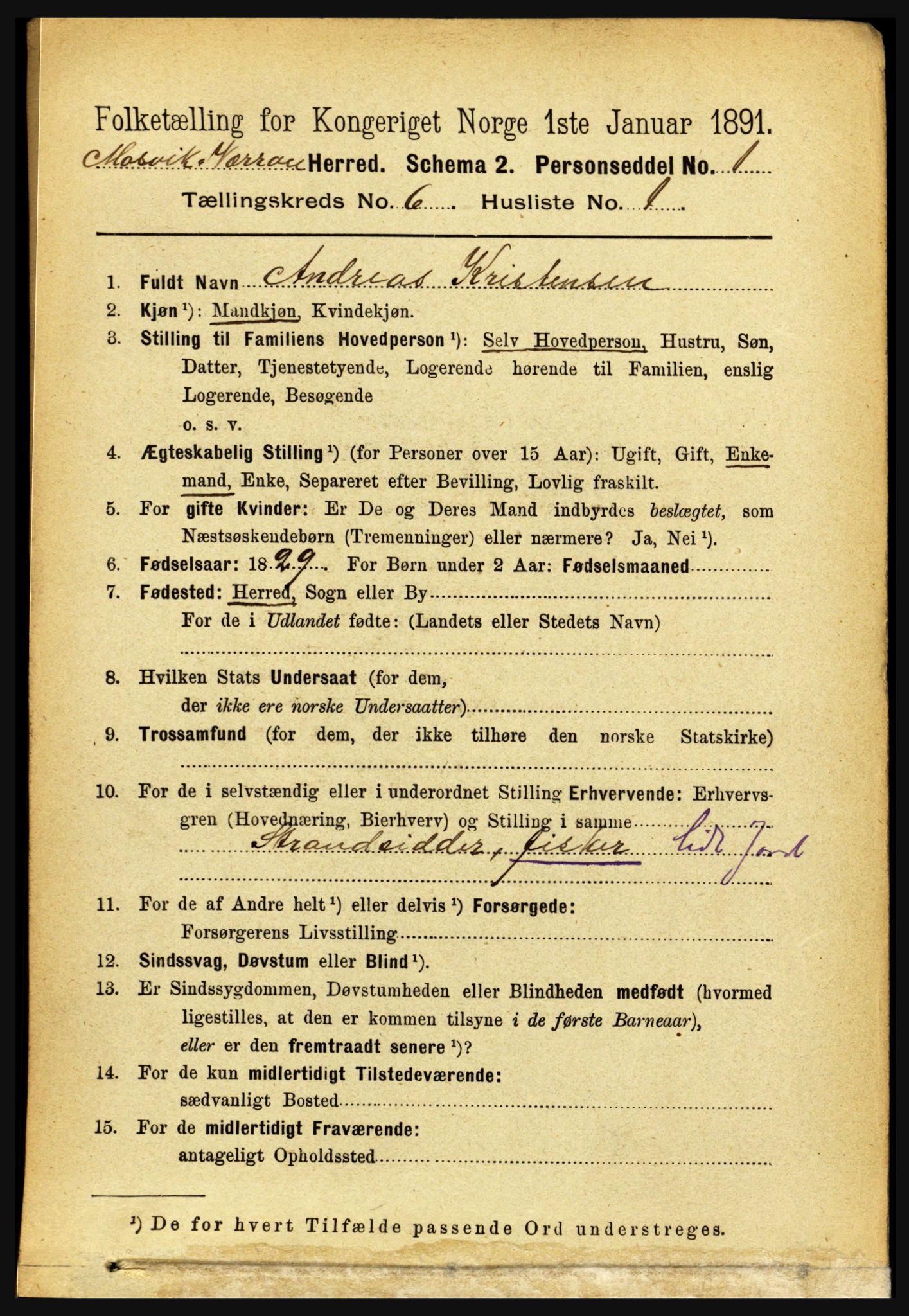 RA, 1891 census for 1723 Mosvik og Verran, 1891, p. 2444