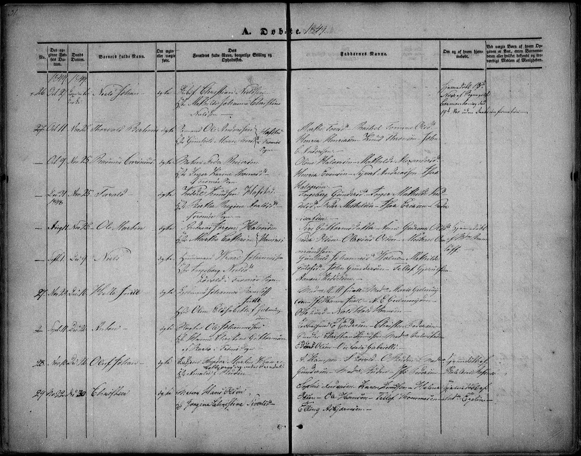 Arendal sokneprestkontor, Trefoldighet, SAK/1111-0040/F/Fa/L0005: Parish register (official) no. A 5, 1838-1854, p. 31