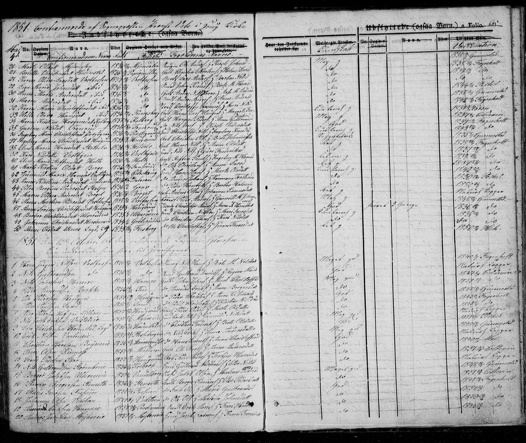 Eiker kirkebøker, AV/SAKO-A-4/G/Ga/L0002: Parish register (copy) no. I 2, 1832-1856, p. 605