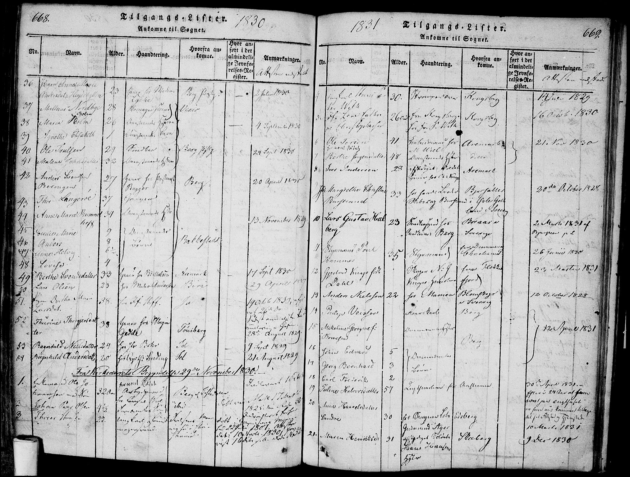 Halden prestekontor Kirkebøker, AV/SAO-A-10909/F/Fa/L0003: Parish register (official) no. I 3, 1815-1834, p. 668-669