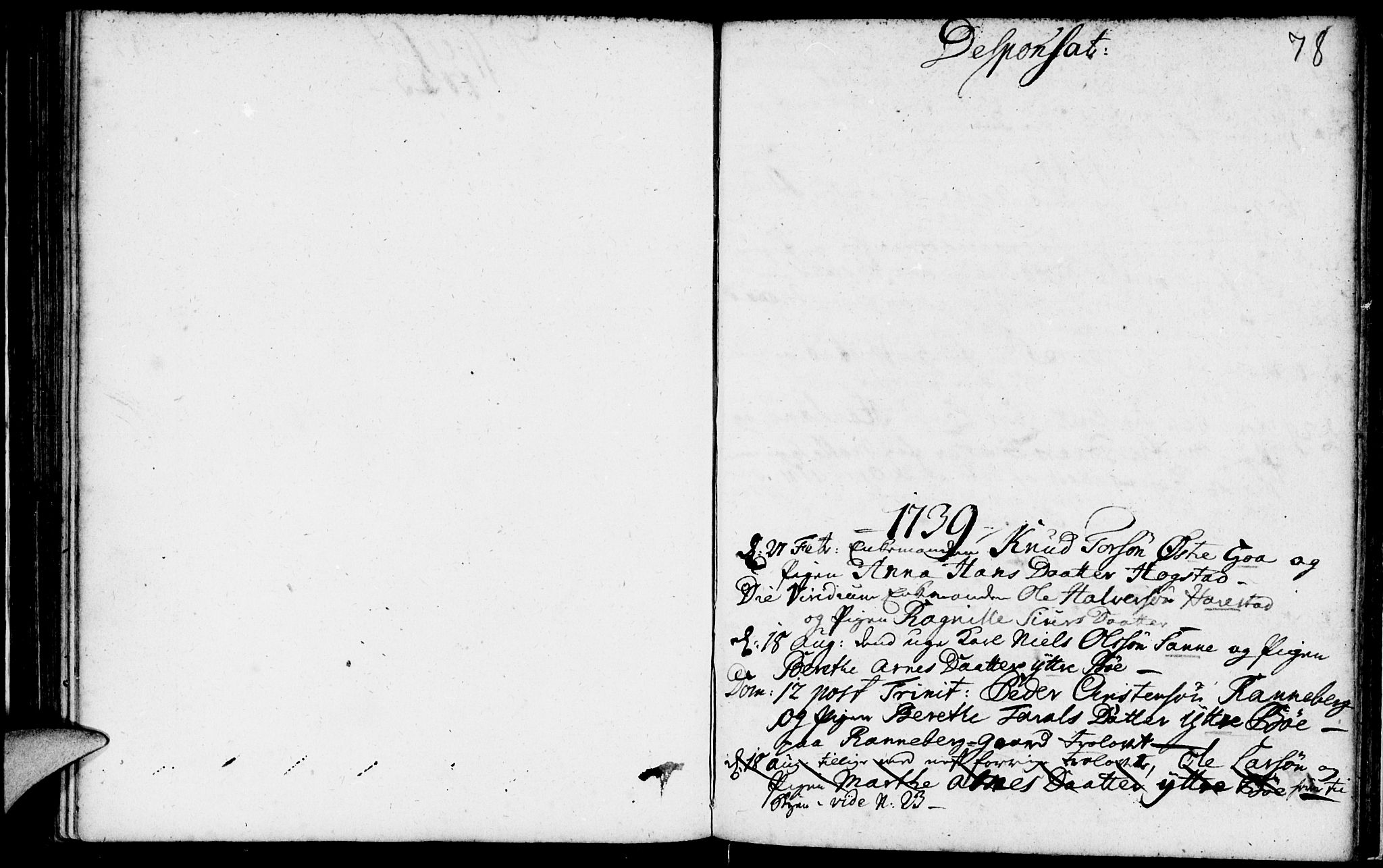 Domkirken sokneprestkontor, SAST/A-101812/001/30/30BA/L0003: Parish register (official) no. A 3 /2, 1738-1760, p. 78