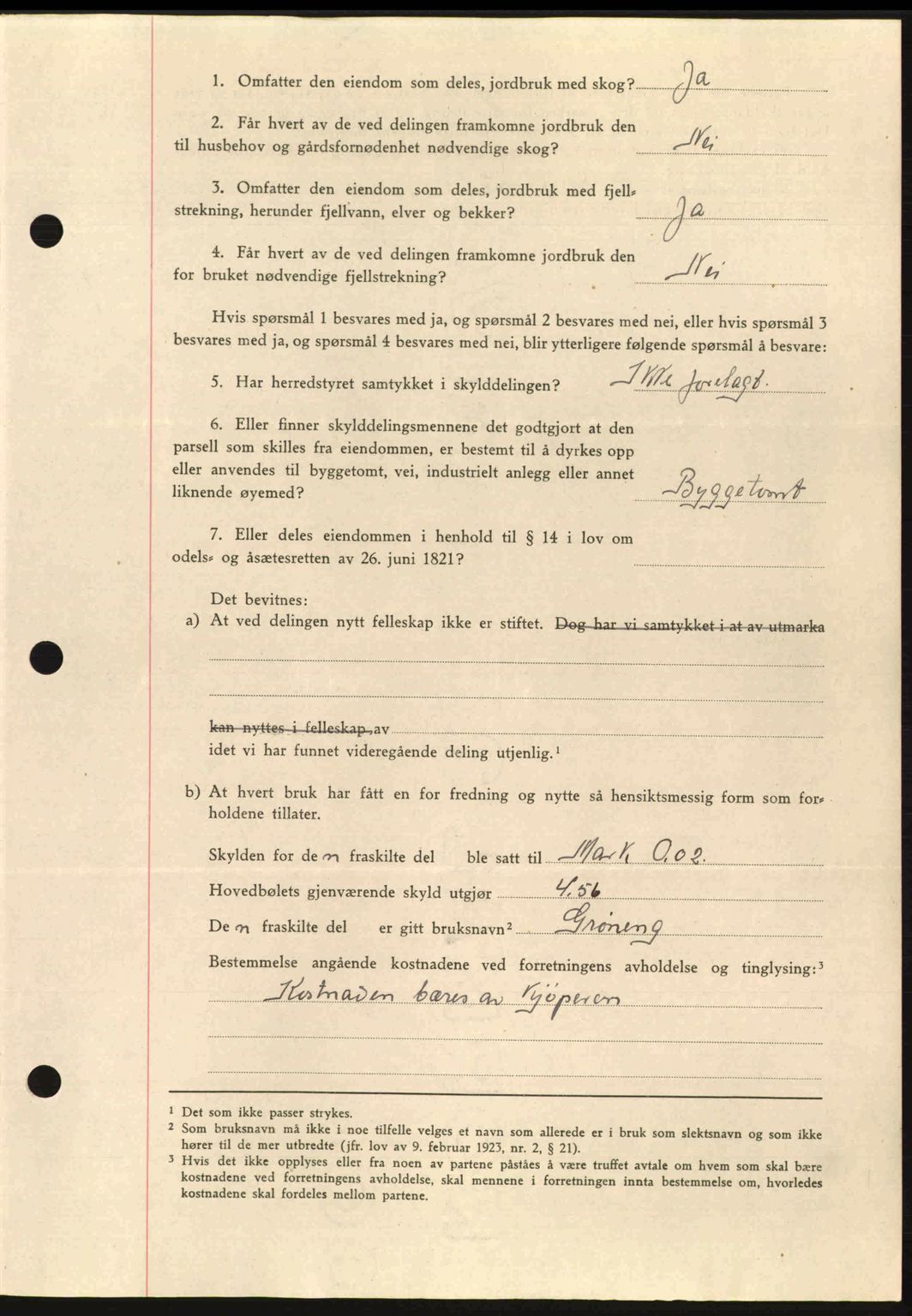 Fosen sorenskriveri, AV/SAT-A-1107/1/2/2C: Mortgage book no. A3, 1943-1945, Diary no: : 390/1945