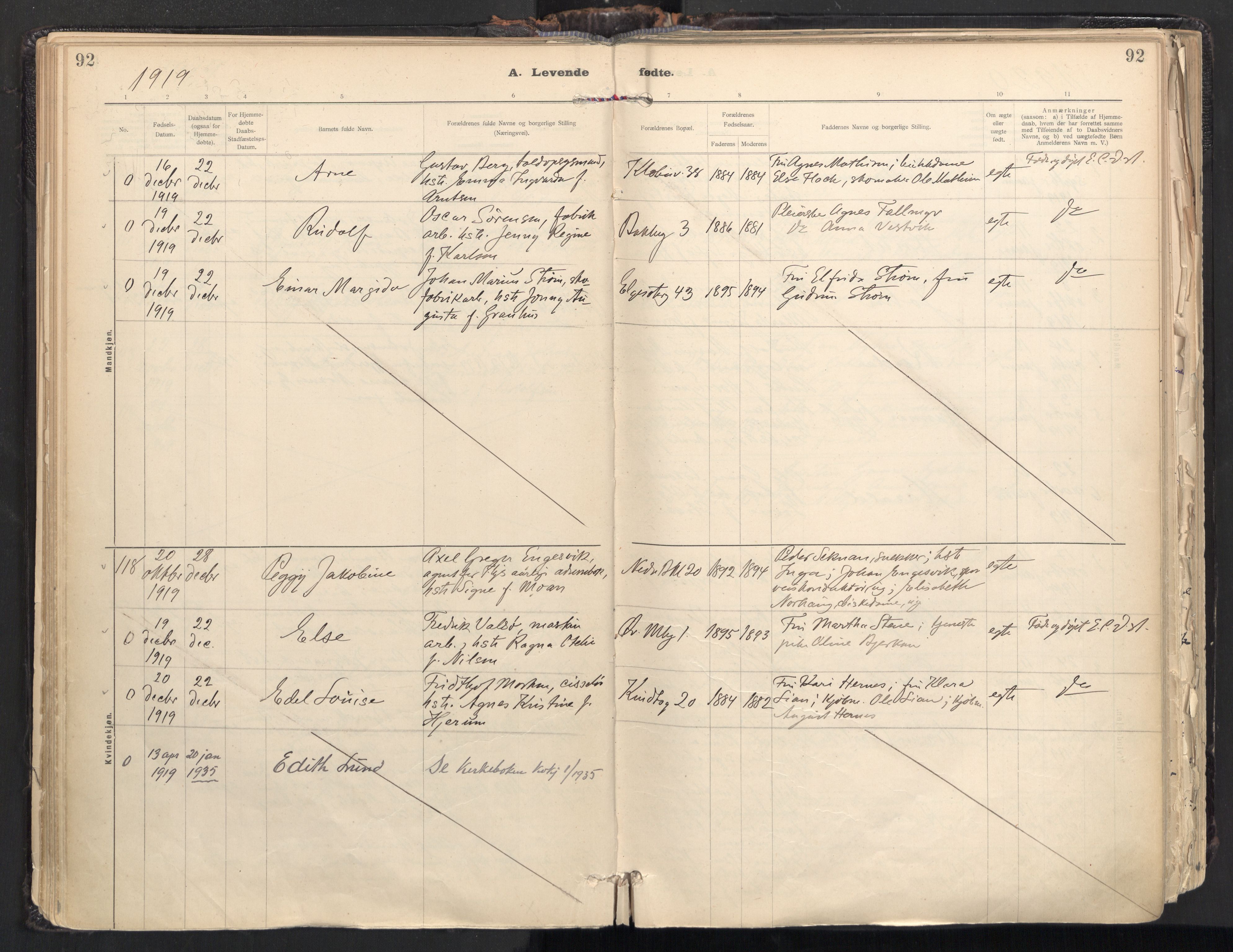 Ministerialprotokoller, klokkerbøker og fødselsregistre - Sør-Trøndelag, SAT/A-1456/604/L0205: Parish register (official) no. 604A25, 1917-1932, p. 92