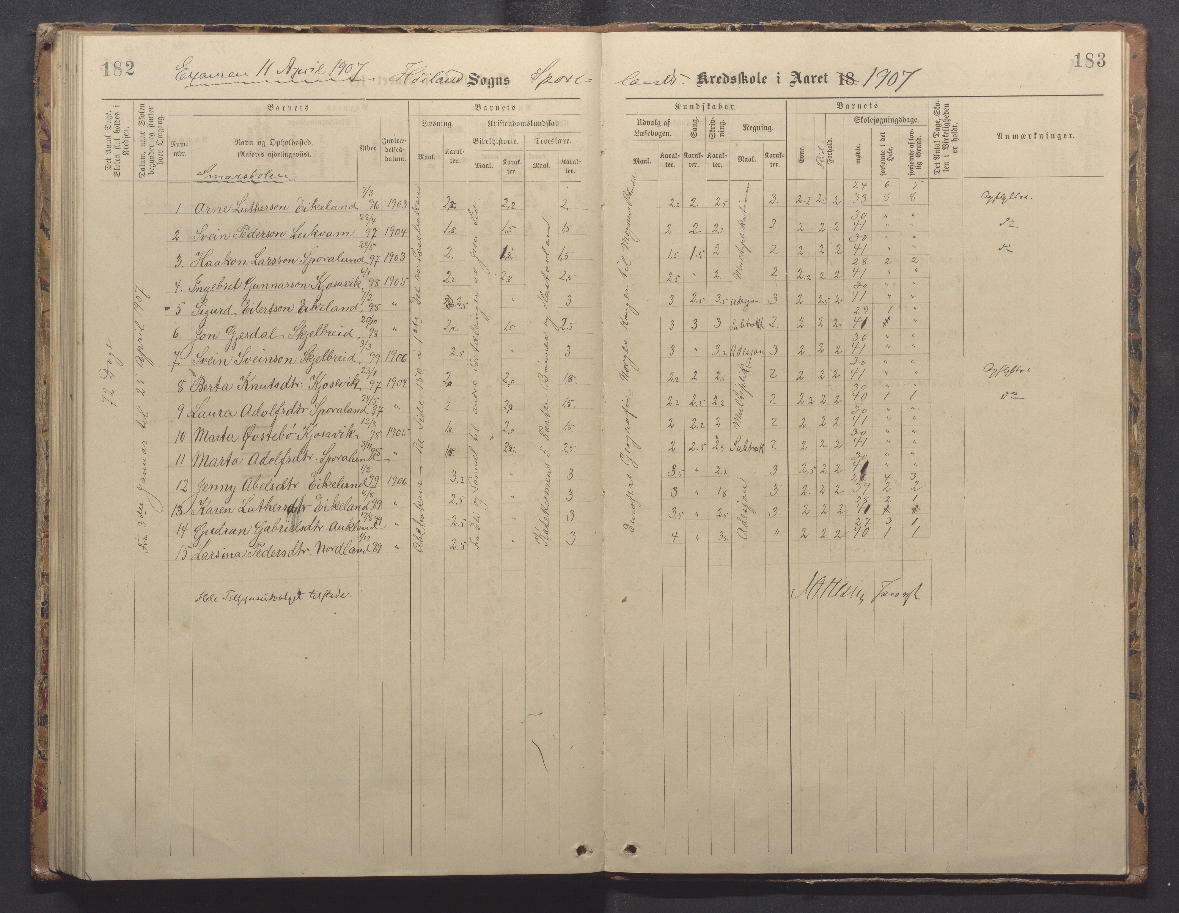 Høyland kommune - Sporaland skole, IKAR/K-100085/E/L0003: Skoleprotokoll, 1888-1910, p. 182-183