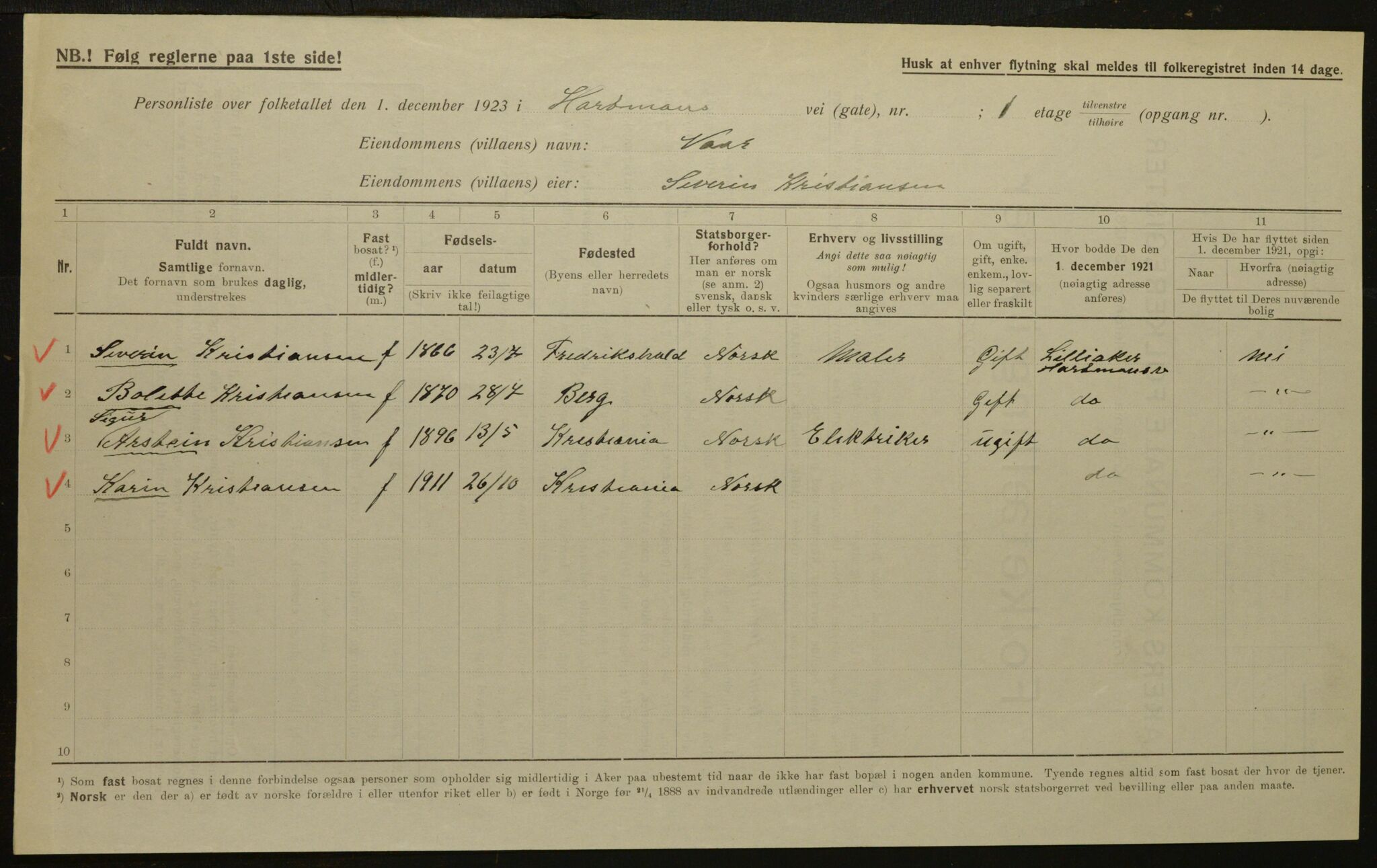 , Municipal Census 1923 for Aker, 1923, p. 2288