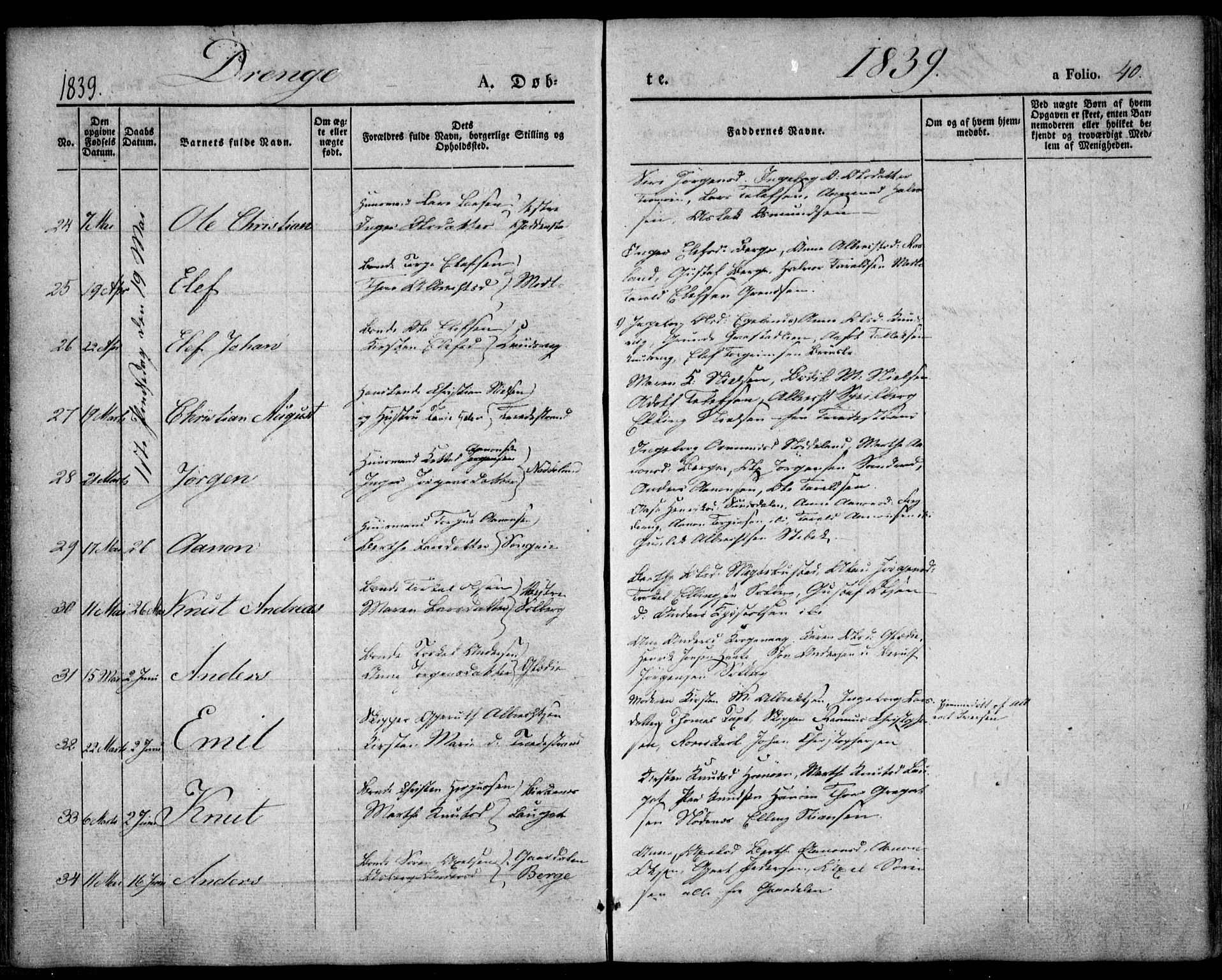 Holt sokneprestkontor, AV/SAK-1111-0021/F/Fa/L0007: Parish register (official) no. A 7, 1836-1848, p. 40