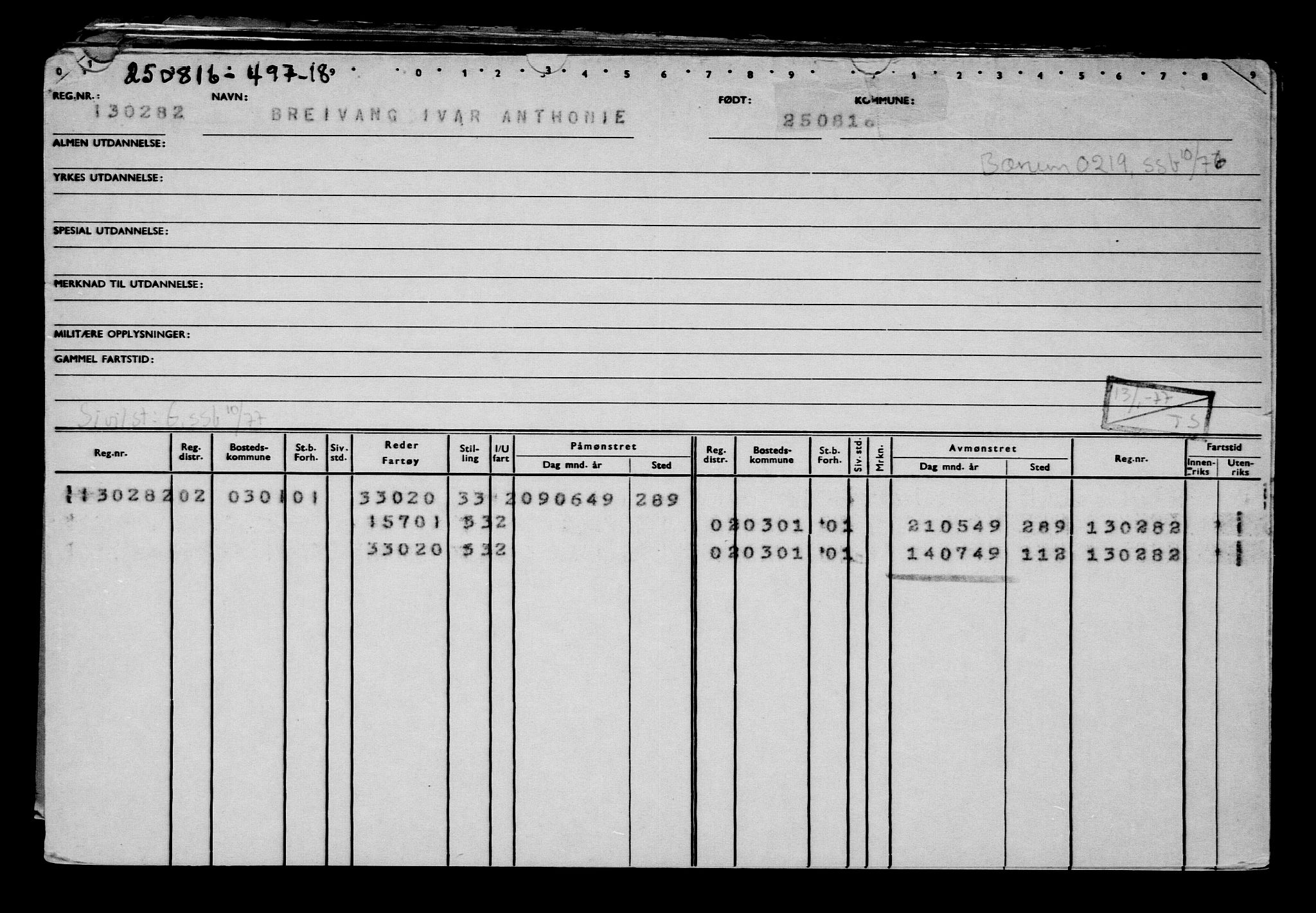 Direktoratet for sjømenn, AV/RA-S-3545/G/Gb/L0142: Hovedkort, 1916, p. 97